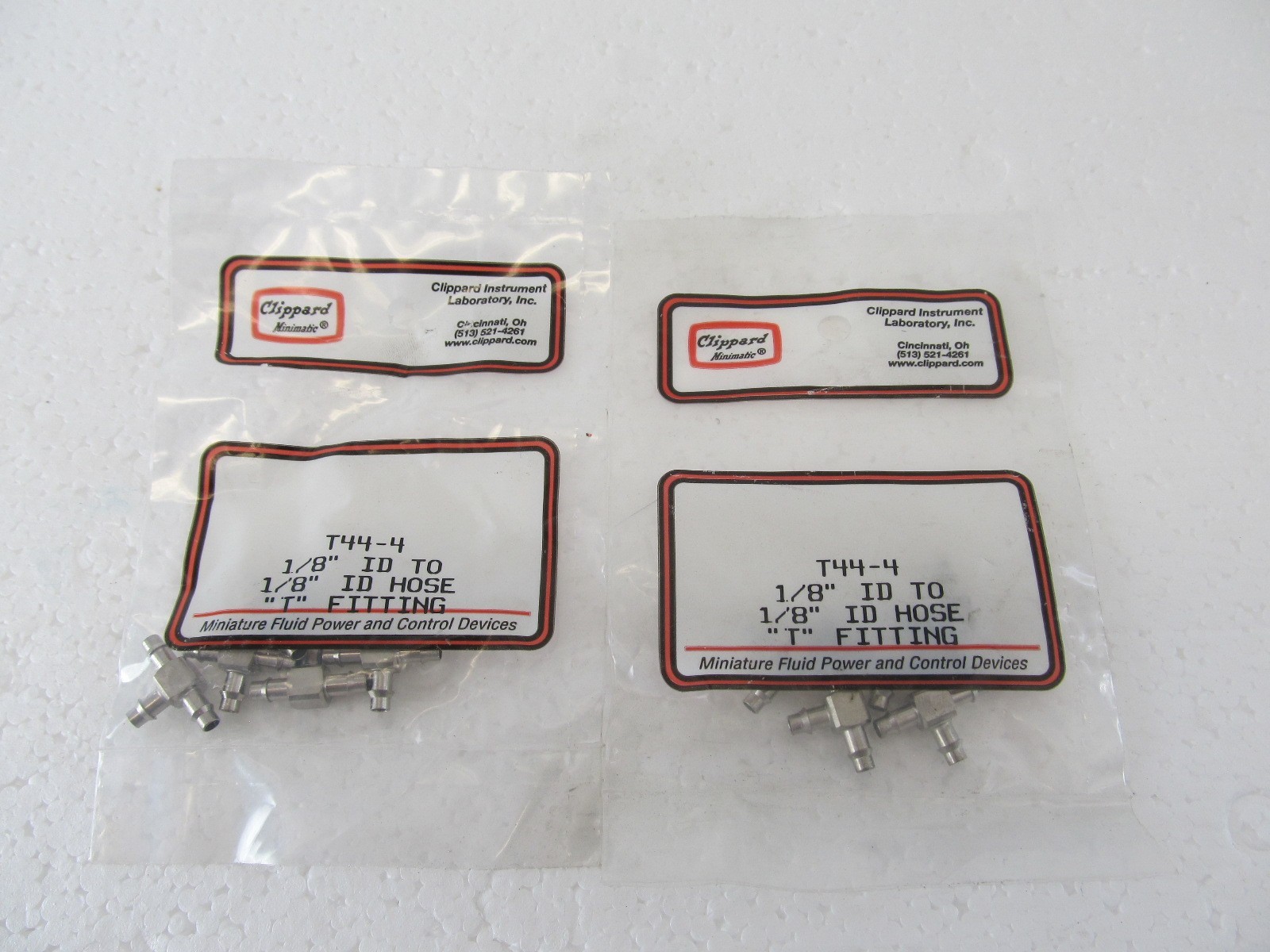 QTY=10 CLIPPARD T44-4 1/8" ID to 1/8" ID Hose T Fitting NEW
