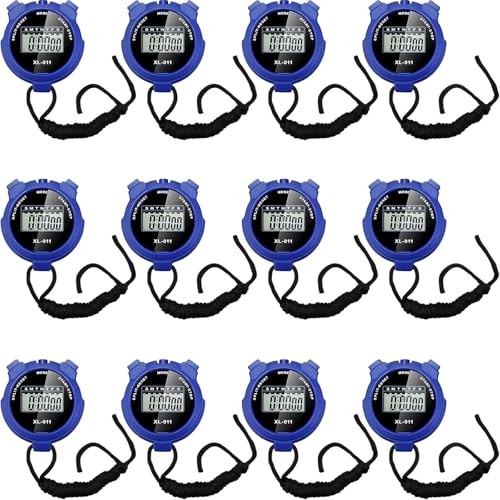 Pack of 12 Blue Multi Function Digital Stopwatch Timers with 12 Functions