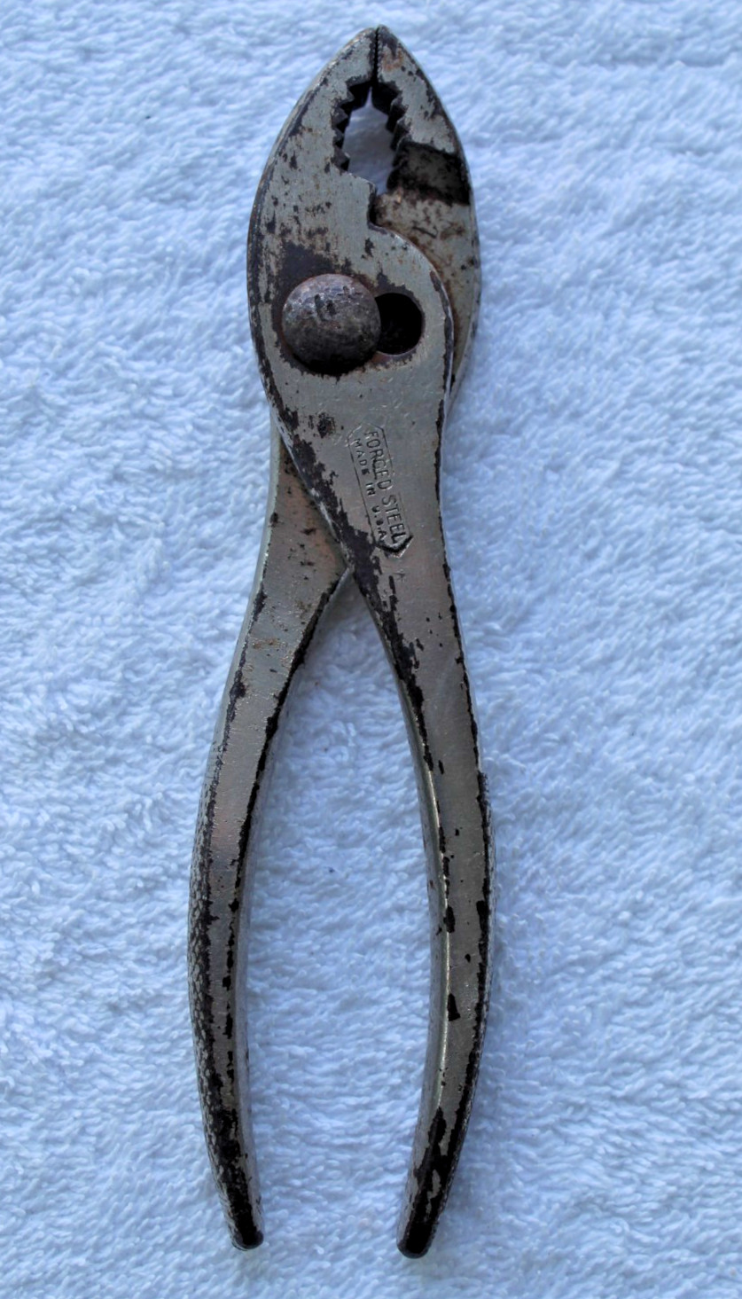 Vintage Unbranded Slip-Joint Pliers Forged Steel Made In USA 6.5 Inch