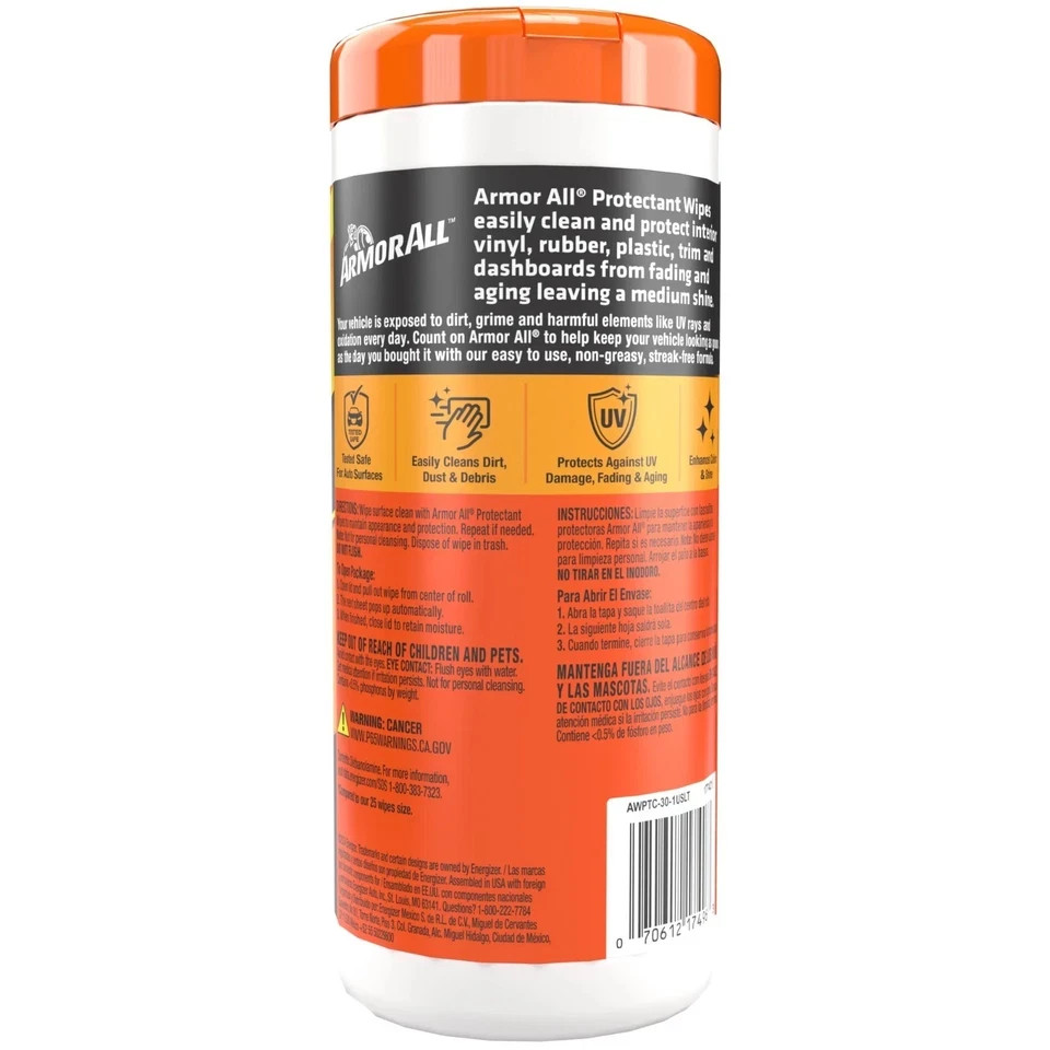 Armor All Car Interior Protectant Wipes, 30 Count