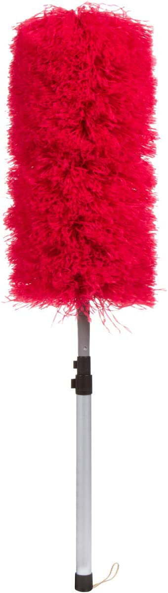 Telescopic Microfiber Duster w/ Extension Pole, Scratch Free (Red)