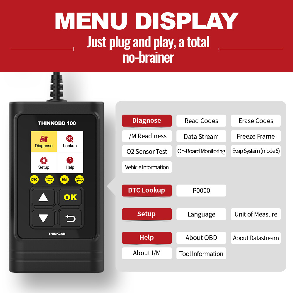 THINKCAR Full OBD2 Car Engine Code Reader THINKOBD100 Diagnostic Auto Scan Tool