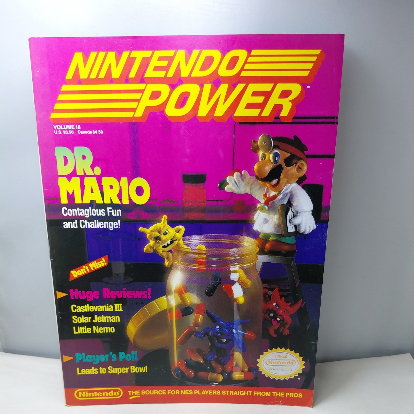 Nintendo Power Vol.18 Nov/Dec 1990 "Dr.Mario" w/ Mega Man 3 Poster