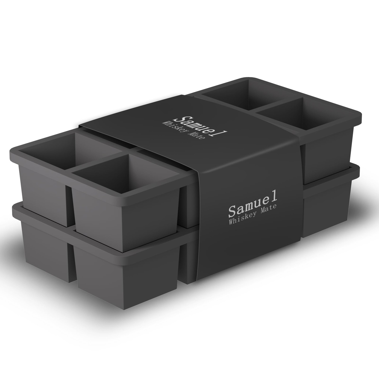Samuelworld Large Silicone Ice Cube Tray Molds, 2-Pack, 16 Cube, Black No Lid