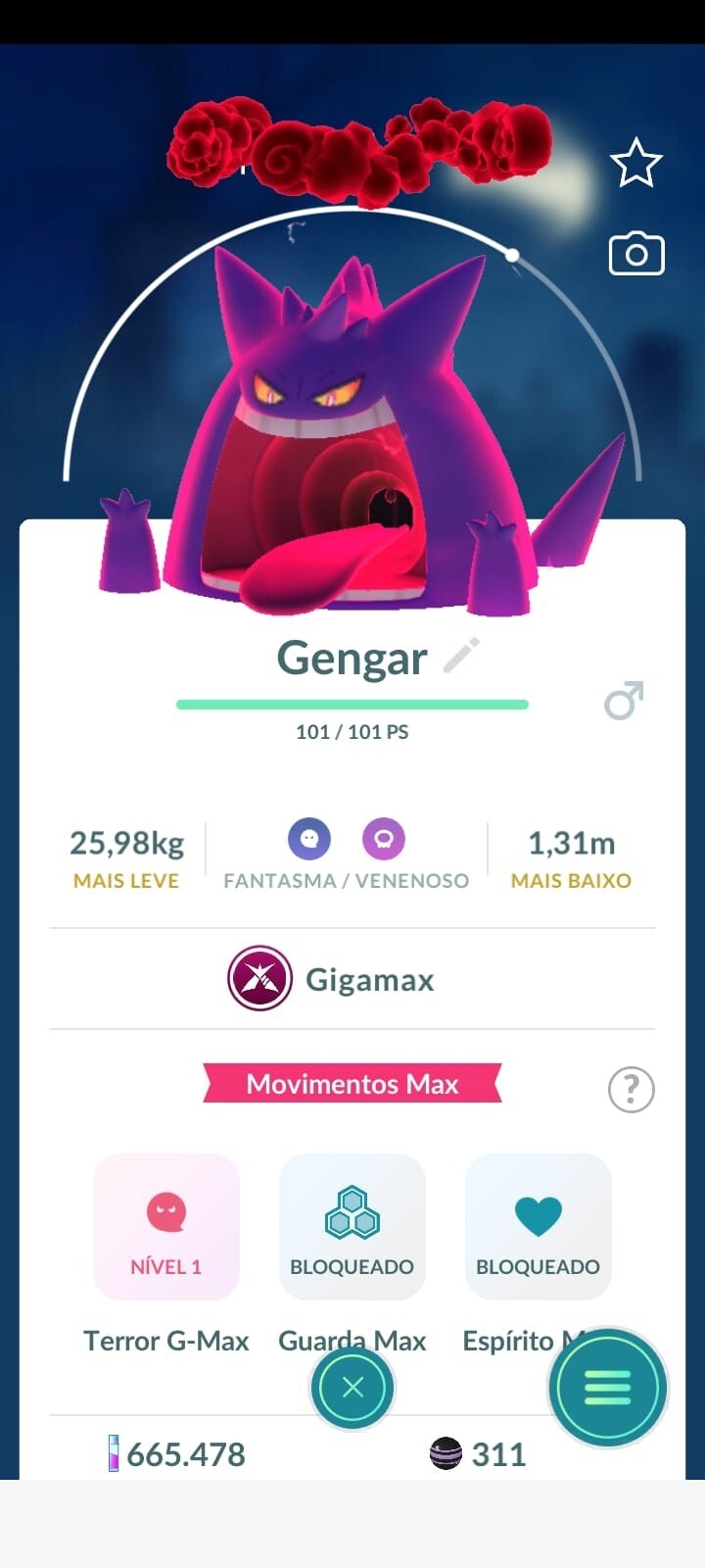 Gengar Gigantamax - non shiny -  pokemon GO