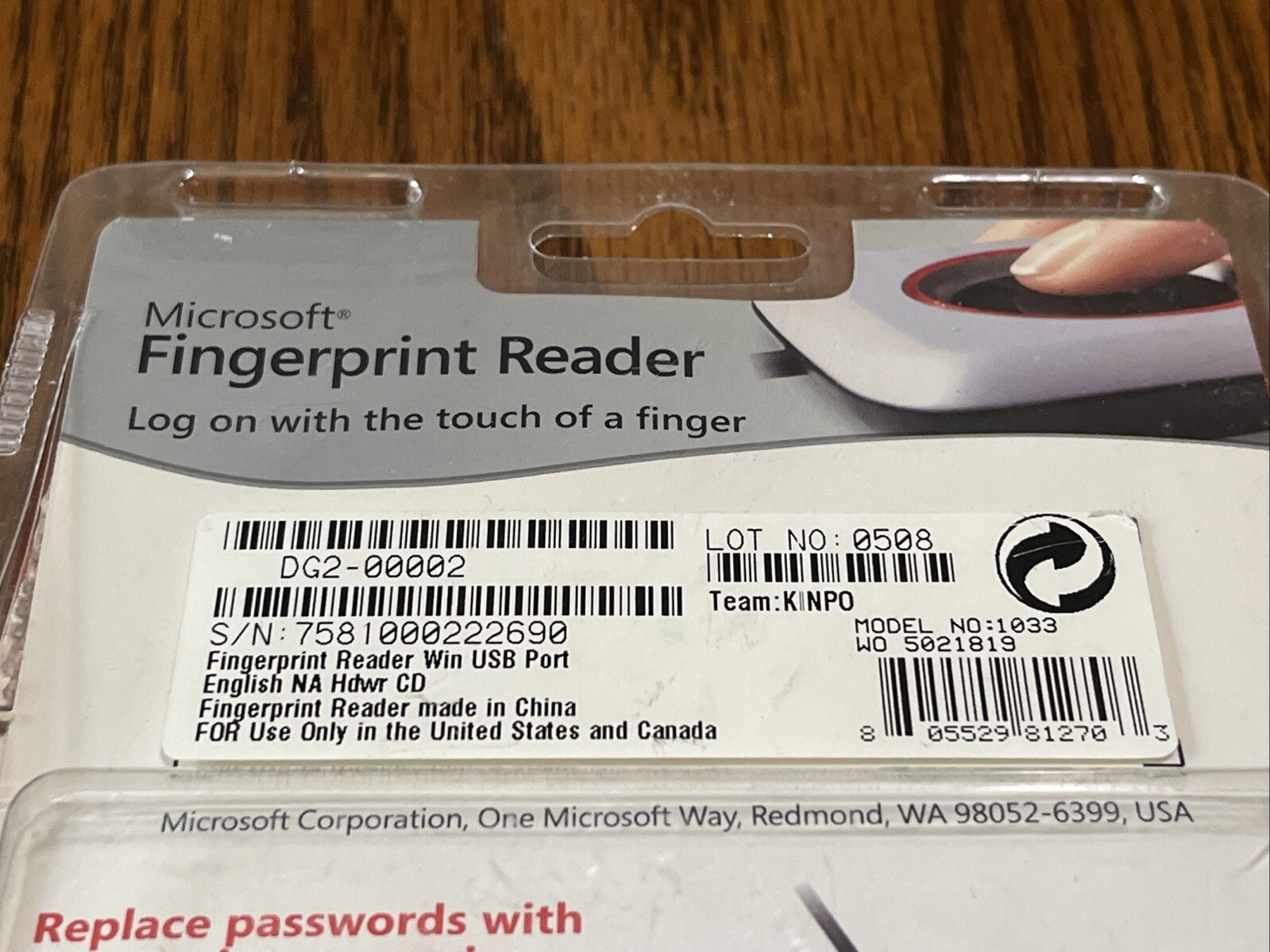 SEALED Microsoft Fingerprint Reader