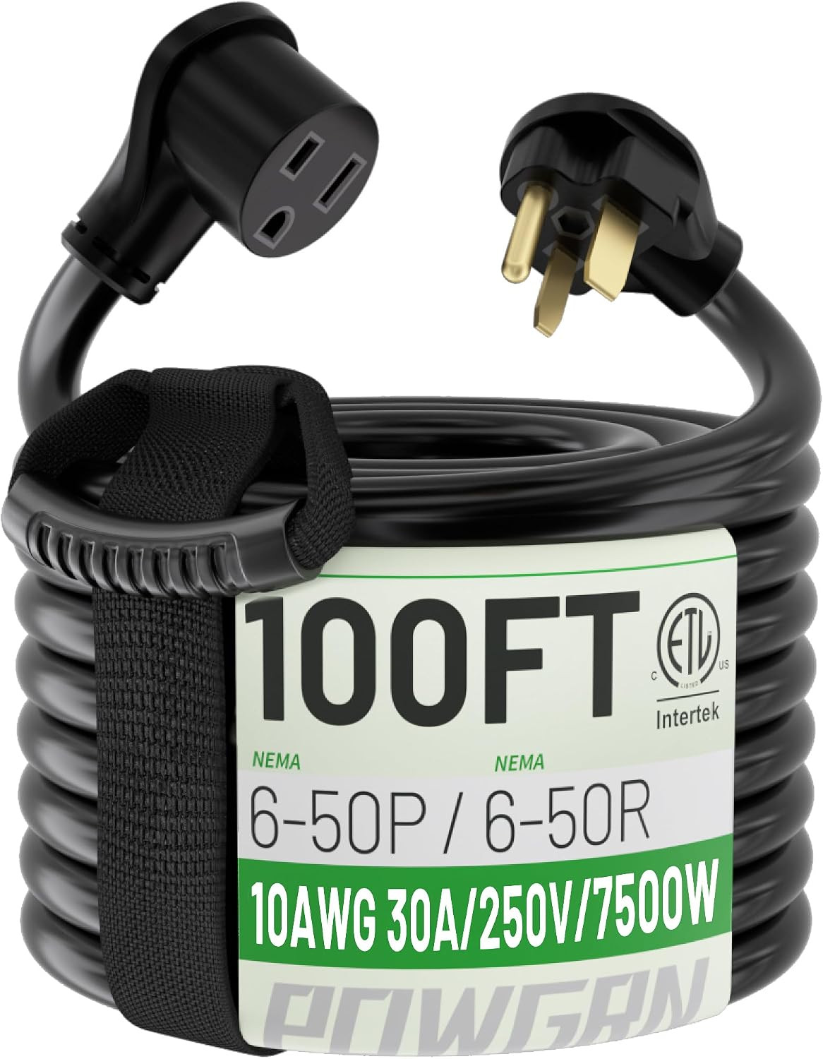 100FT 30 Amp 10 Gauge 250V NEMA 6-50P to 6-50R 3 Prong Welder Extension Cord, He