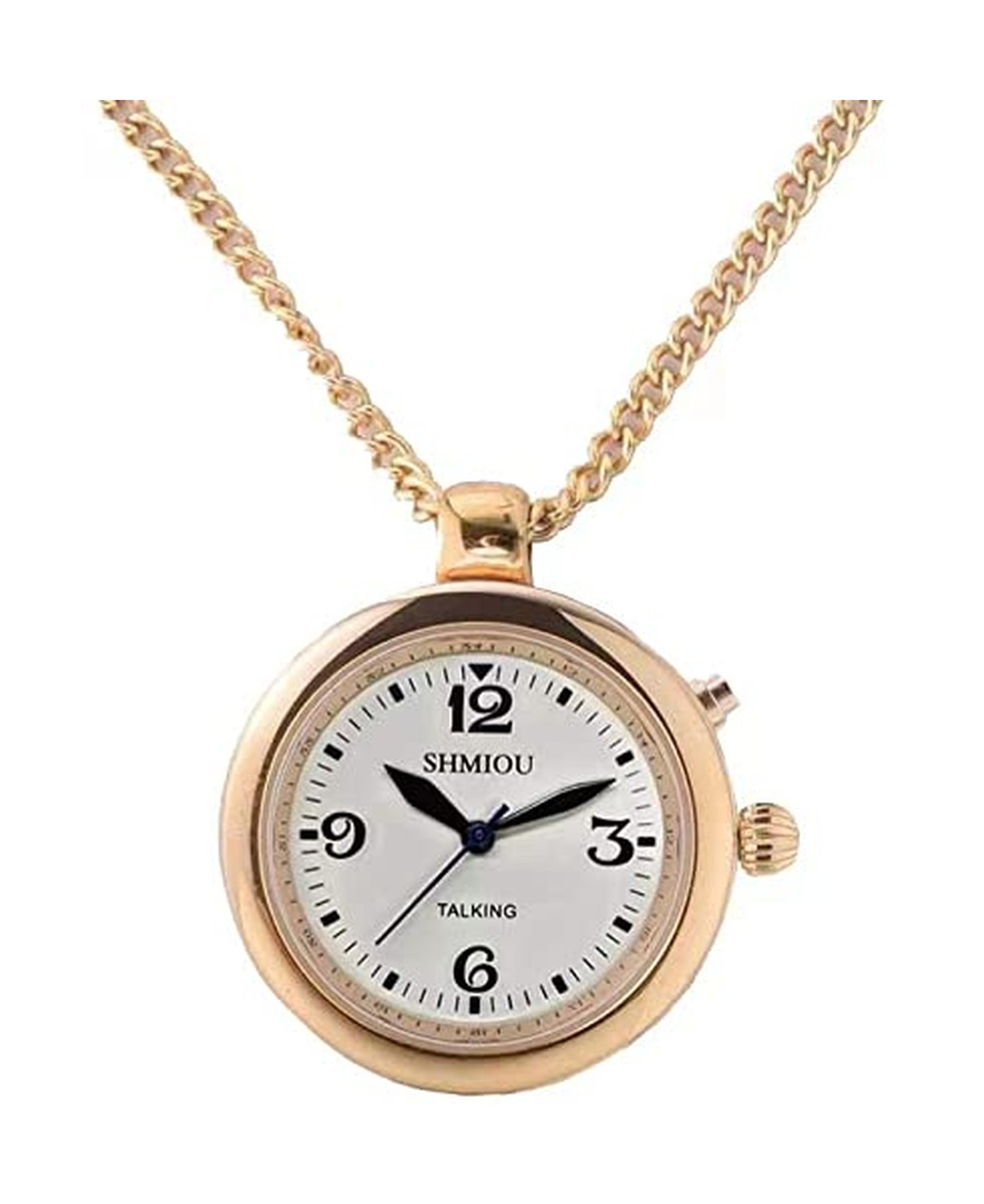 English Talking Watch for Women Pendant Golden Round Bezel for Senior Blind V...