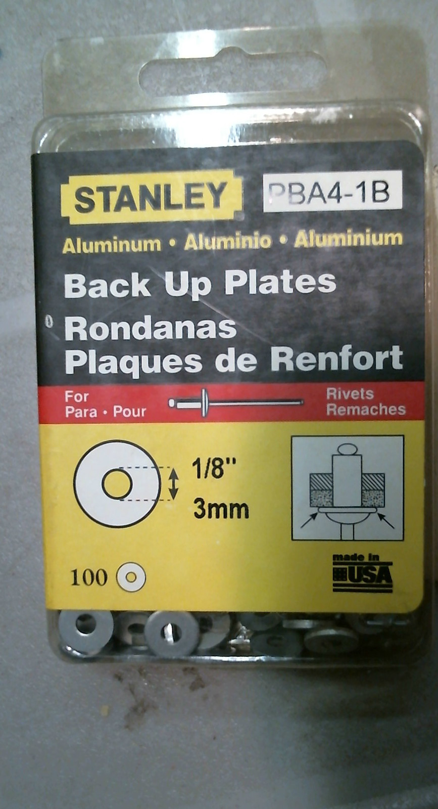 Stanley PBA4-1B Aluminum Back Up Plates, 1/8" ,100 Per Package, FREE SHIPPING