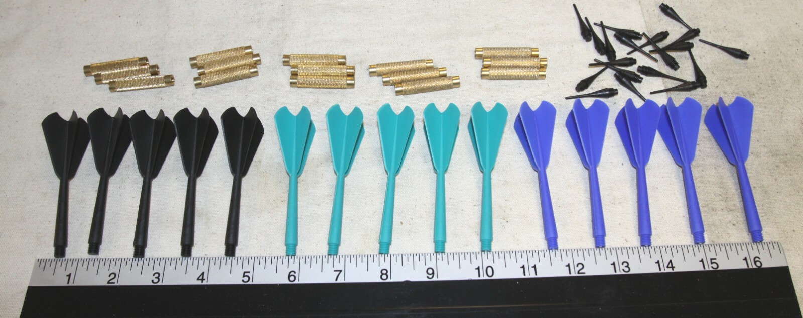 Darts - plastic - qty 15 for 1 price black, teal & blue colors - New
