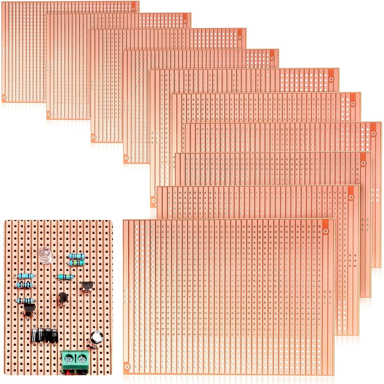 10 PCS 73mm x 100mm Protoboard Copper Strip Board Circuit Board Blank PCB Boa...