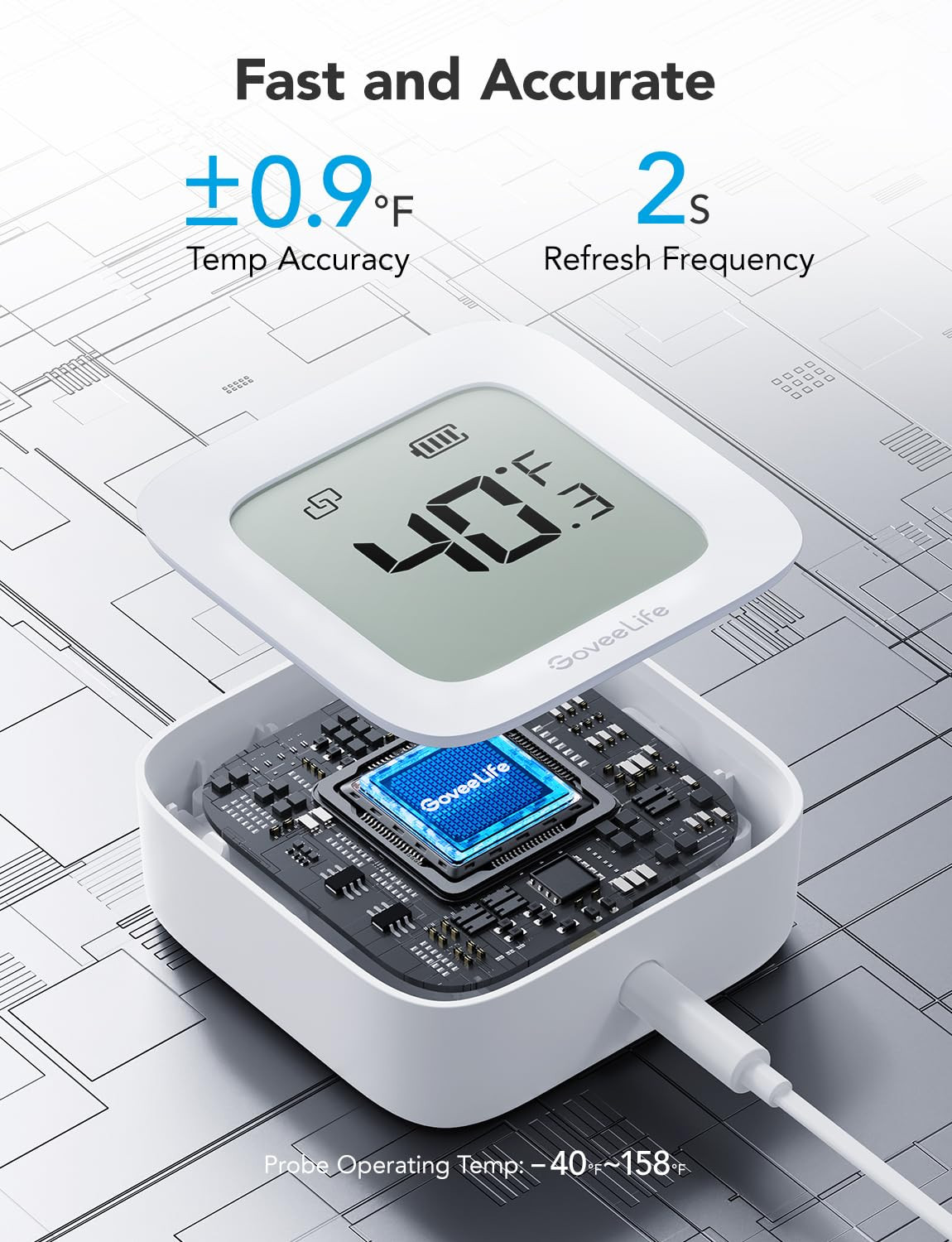 Wifi Refrigerator Thermometer with Alarm, Wireless Digital Freezer Temperature G