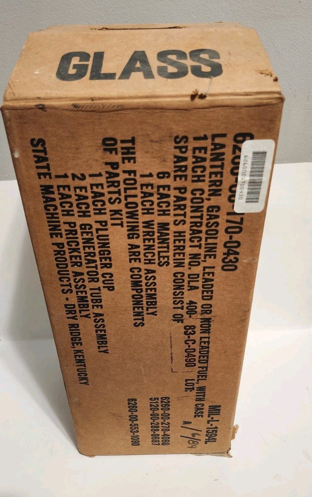 Vintage US MILITARY 6260-00-170-0430 SINGLE MANTLE MIL-L-1594L In Box