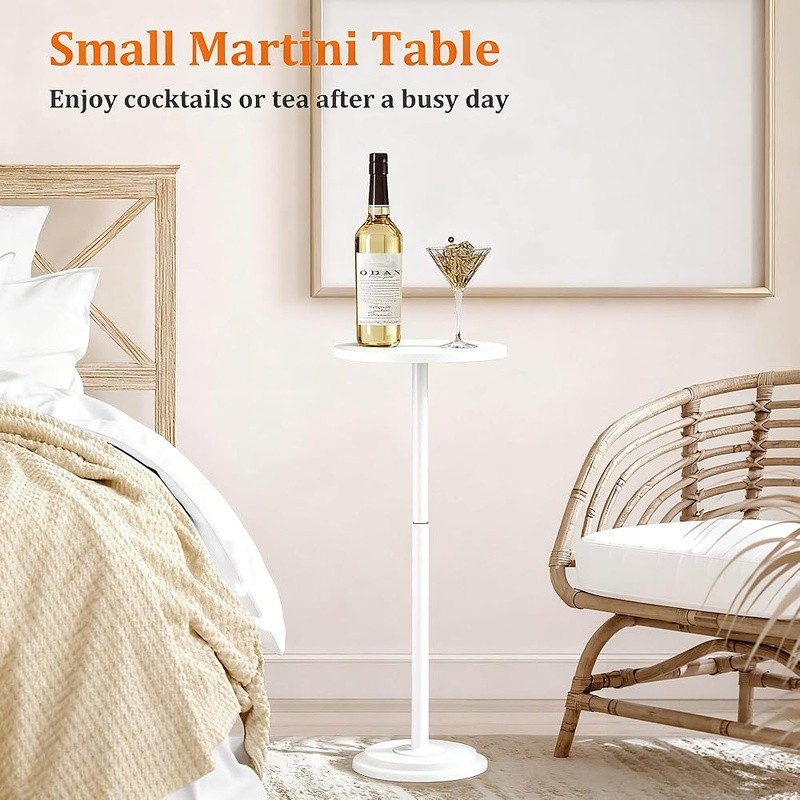 Height Adjustable Round Side Table Drink Tray 88lbs Capacity Compact Design New