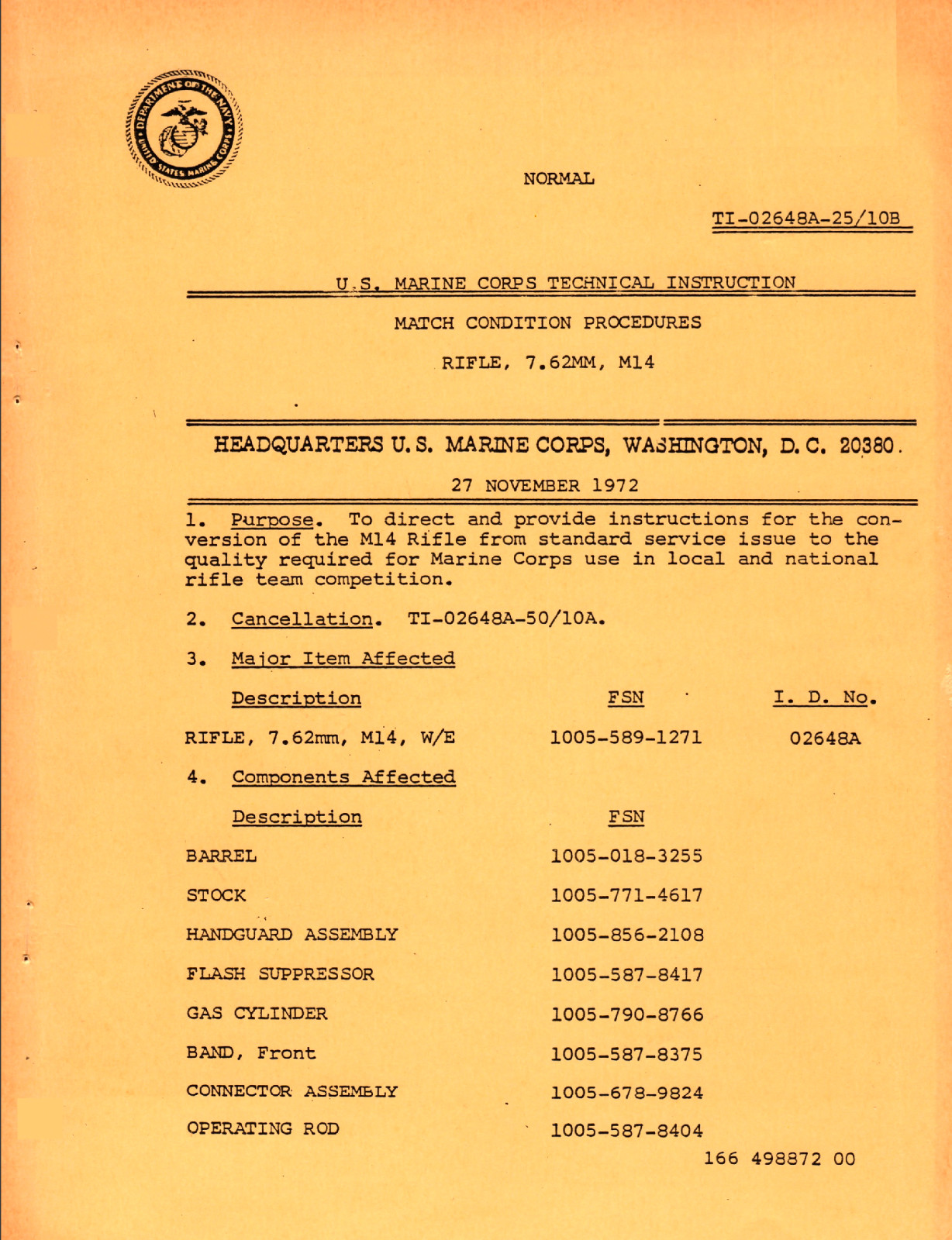 32 pg. TI-02648A-25/10B MARINE CORPS MATCH CONDITION PROCEDURES Rifle on Data CD