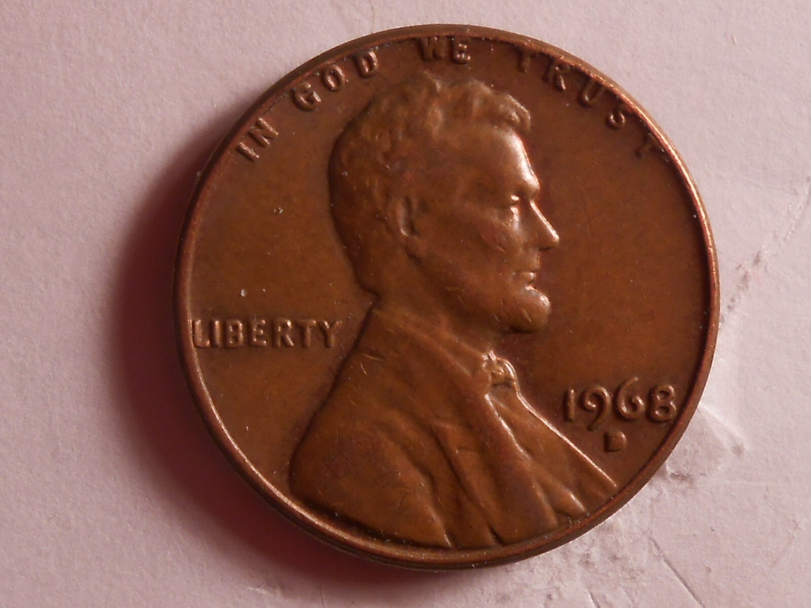 1968 d Lincoln cent with multiple errors and wide AM