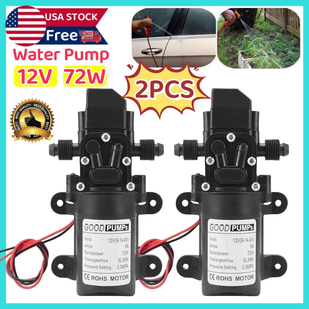 2X 12V Self Priming Sprayer 130PSI Electric Water Pump for RV Camper Marine Boat