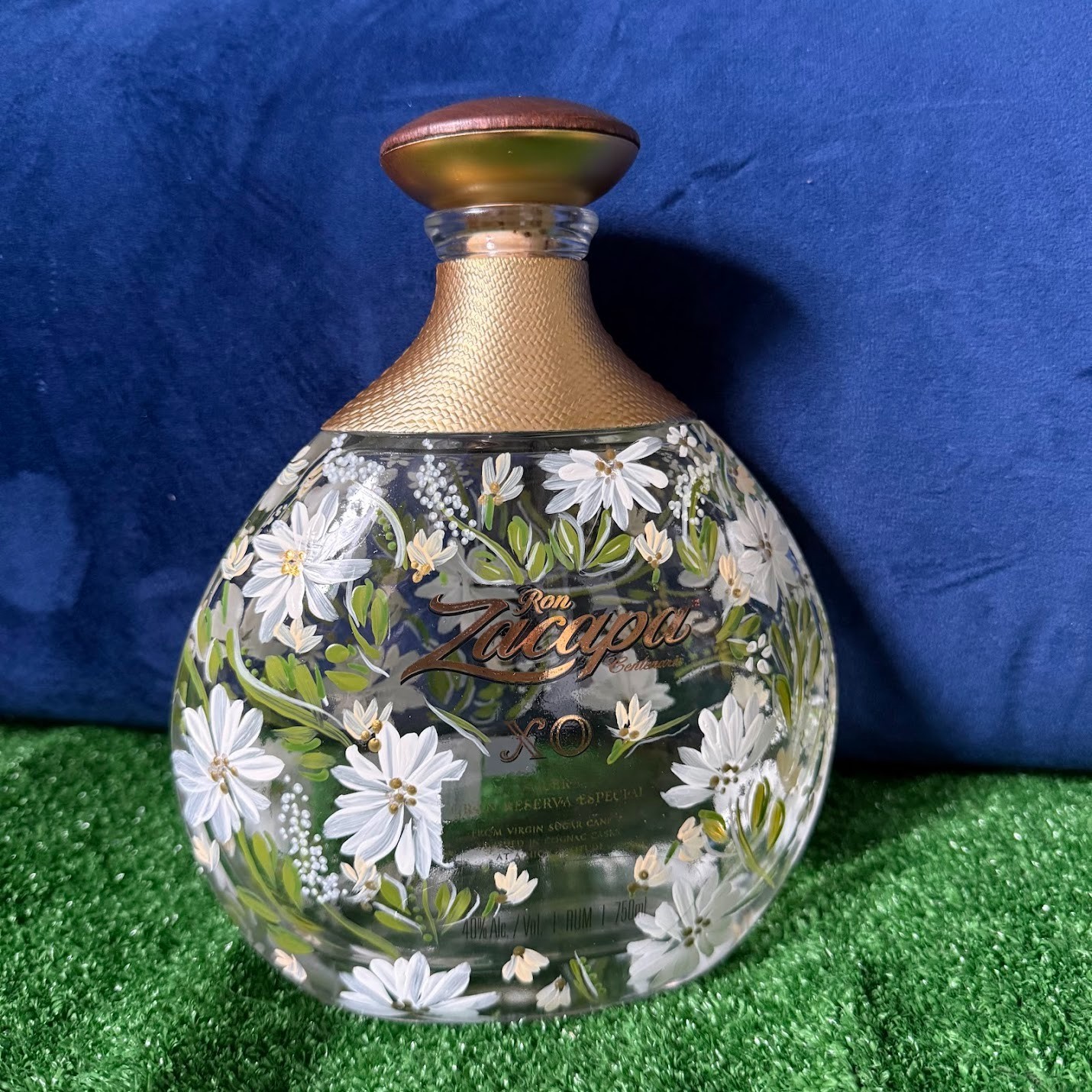 Rare Luxury XO Hand Painted Floral 750ml Artisan Display Bottle Collectible Bar