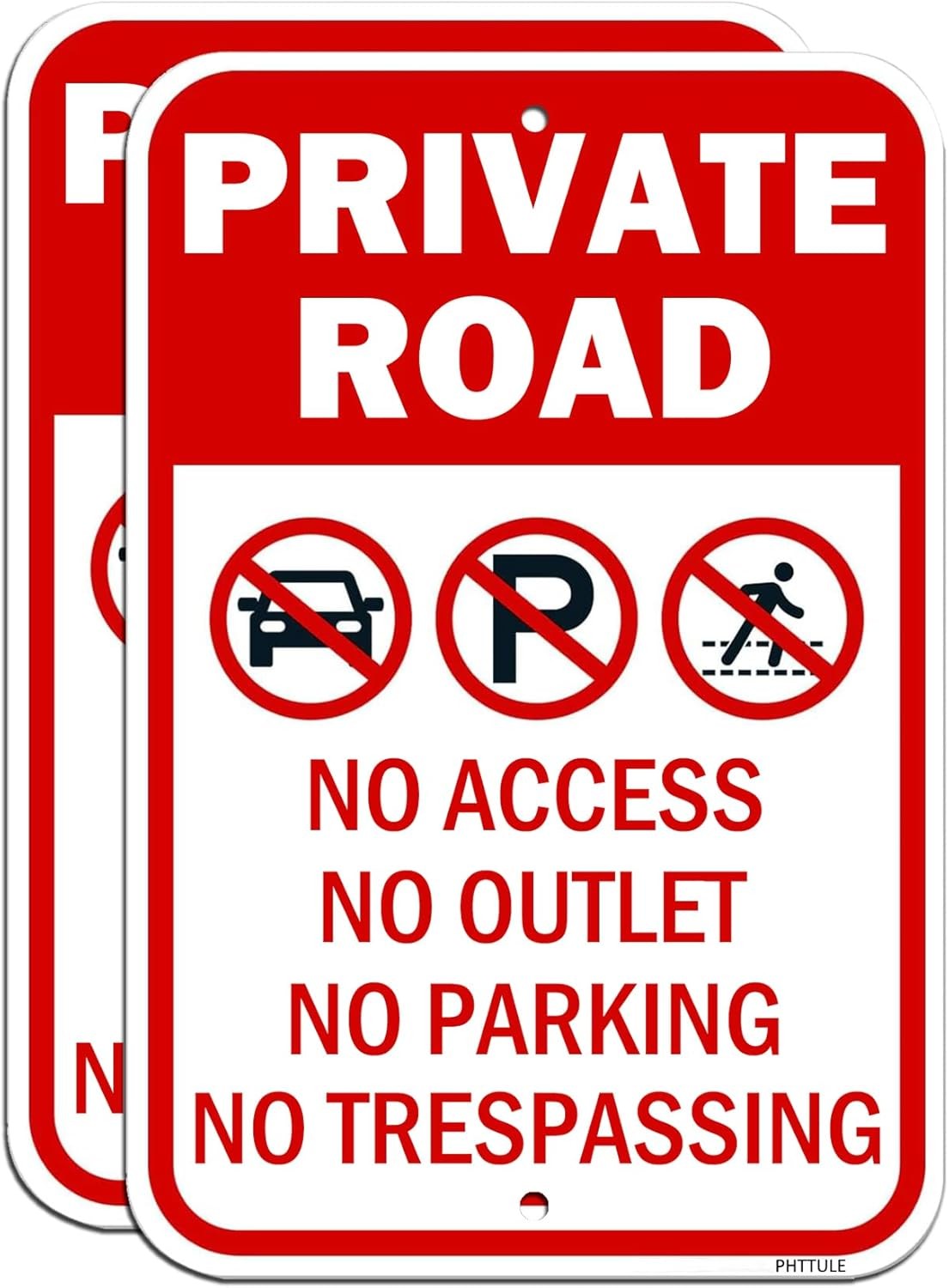 Private Road Signs 2 Pack, No Parking No Outlet Sign, 10 x 14 Inches Large Re...