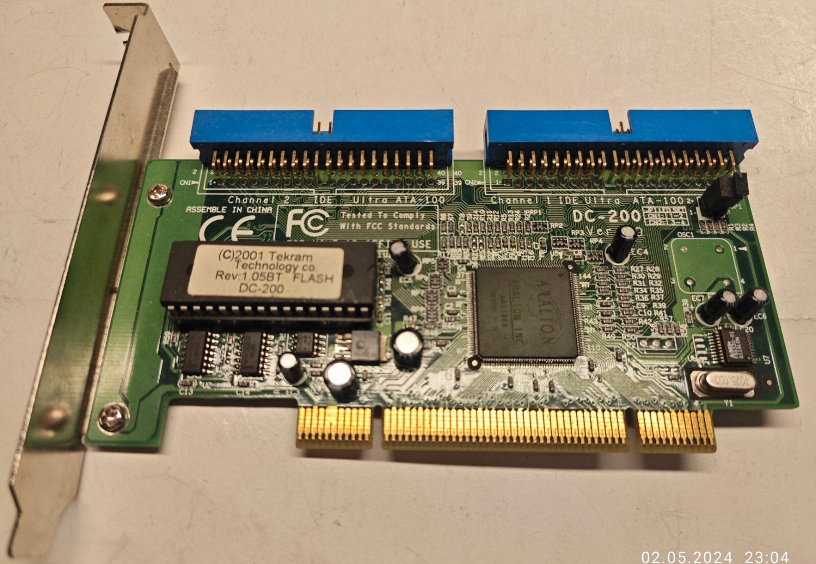 Rare PCI IDE RAID UltraATA-100 Controller Tekram DC-200 (Aralion ARS106S)
