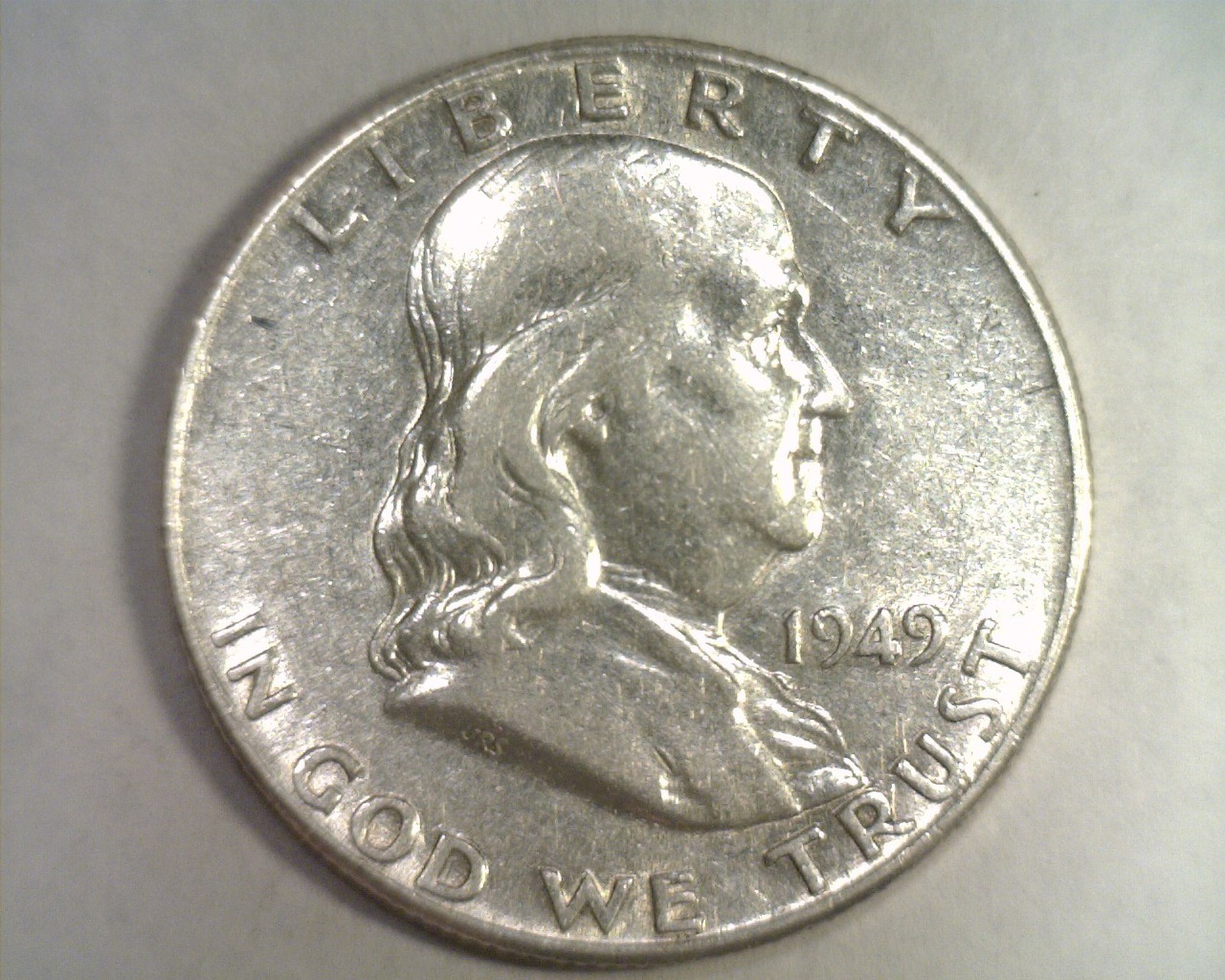 1949 FRANKLIN HALF DOLLAR ABOUT UNCIRCULATED AU NICE ORIGINAL COIN BOBS COINS