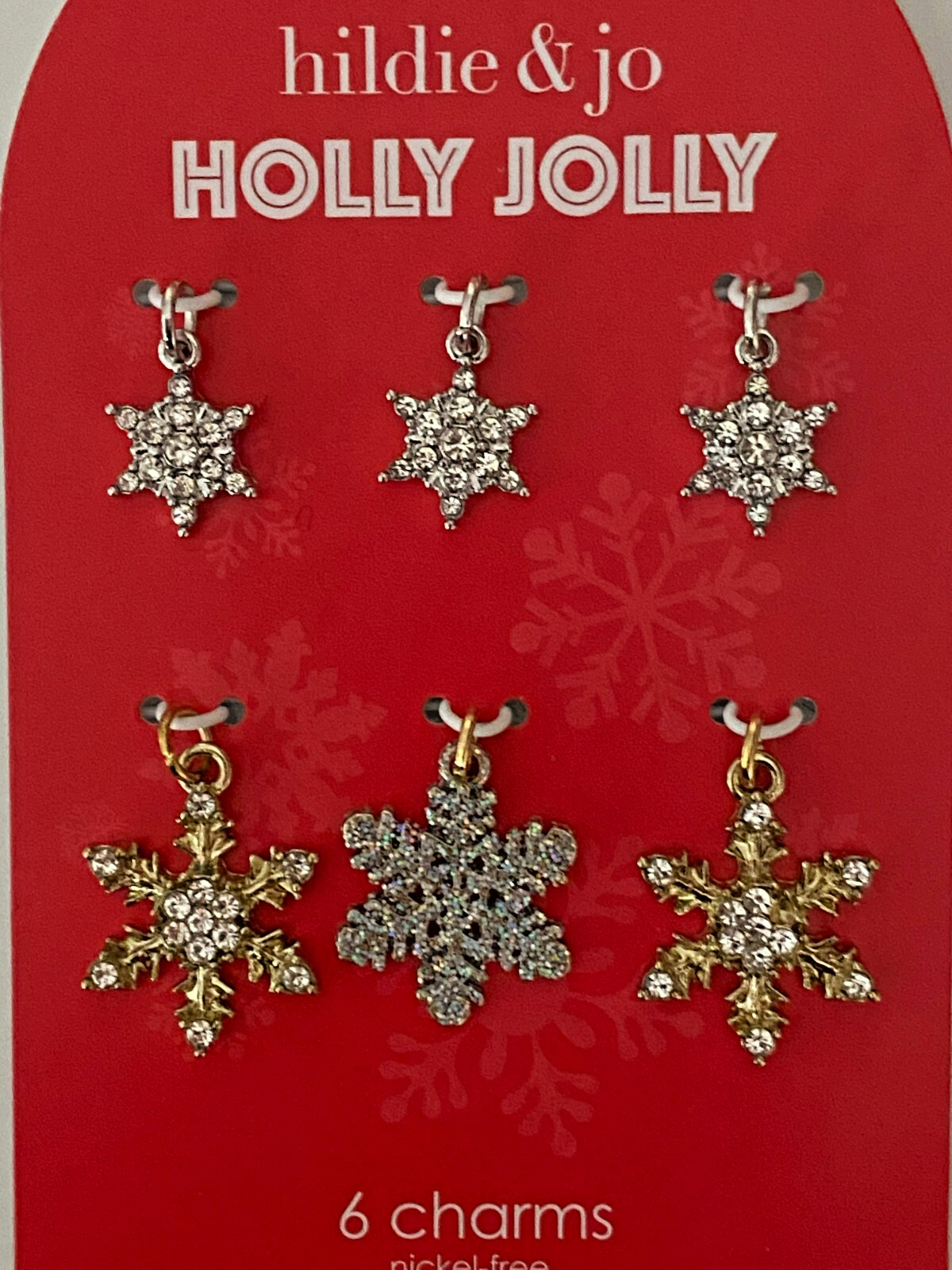 NEW HILDIE & JO RHINESTONE SNOWFLAKE CHARMS SET OF 6 FREE SHIP