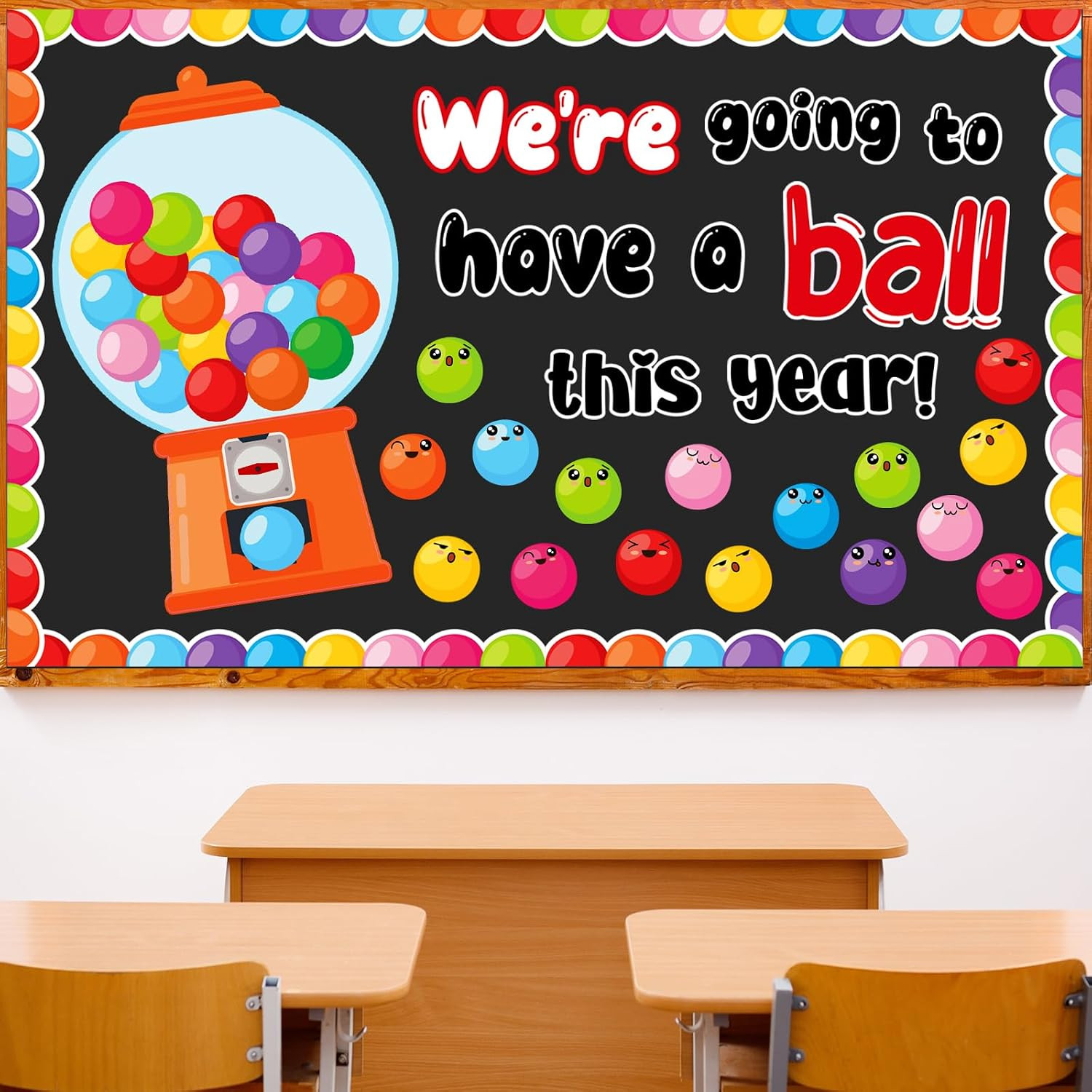 Back to School Bulletin Board Decorations, Colorful Bubble Gumball Classroom Dec