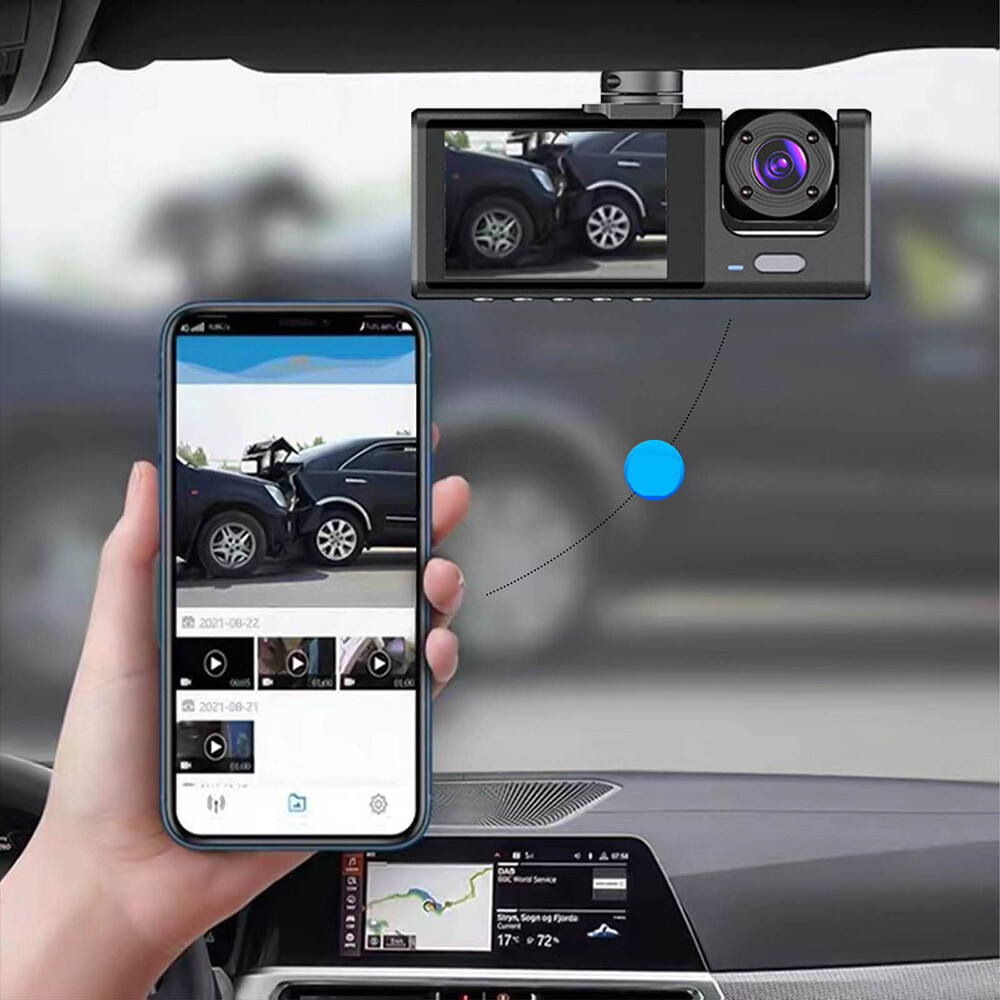 3 lenses Camara De Seguridad Dash Cam Para Auto Carro Delantero/Trasero/Interior