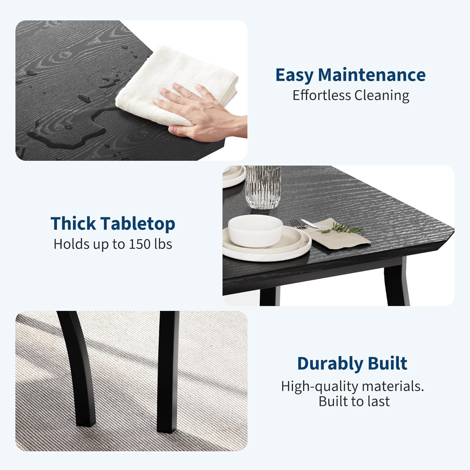 3 pcs Dining Table Set for 4 Kitchen Table with 2 Upholstered Bench Dining Room