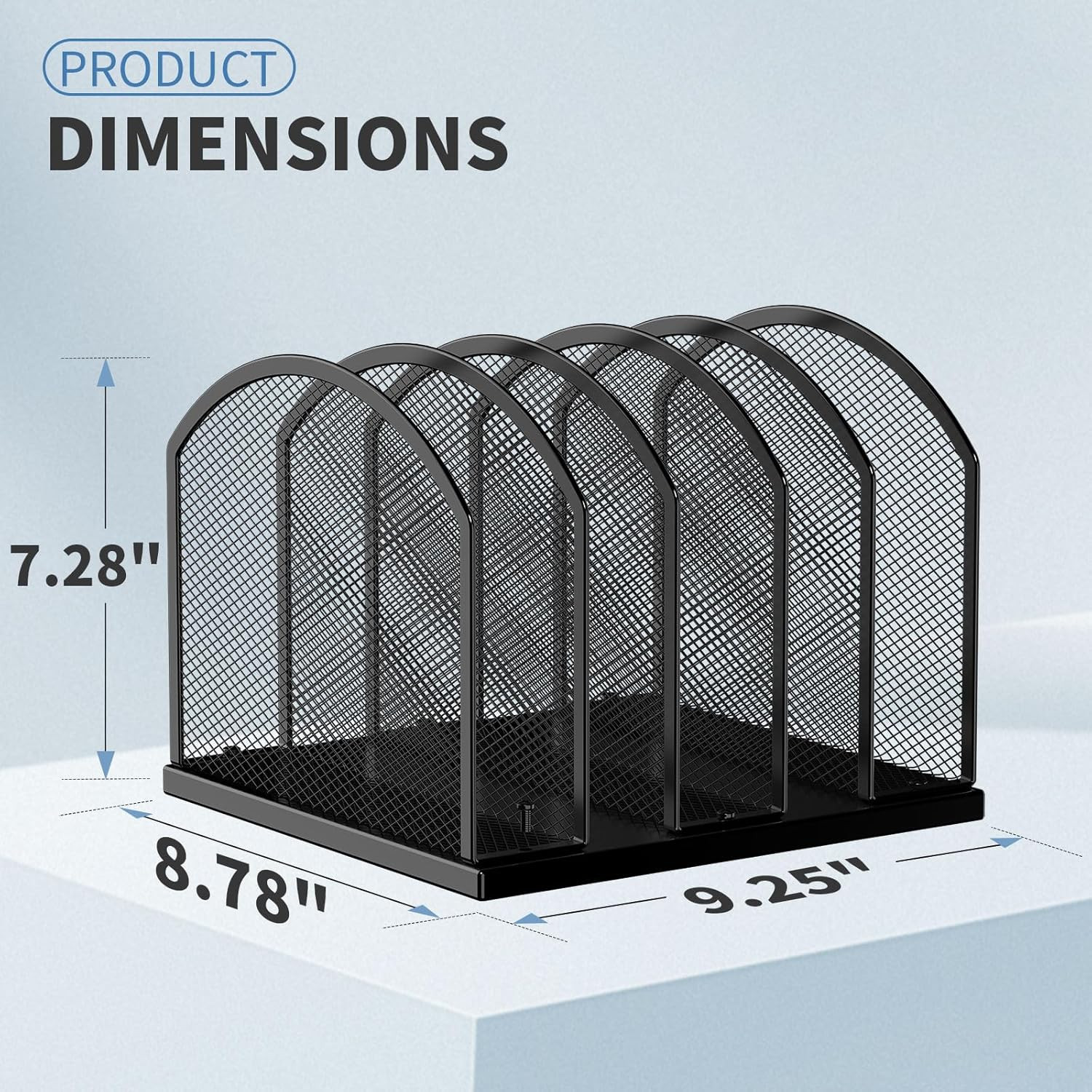 5-Section Mesh File Folder Stand Sorter Vertical Desktop Organizer
