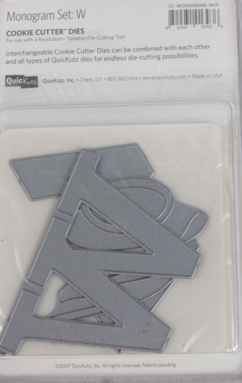 QuicKutz Monogram "W" Set, Cookie Cutter Dies, 3 dies, CC-MONOGRAM-W01