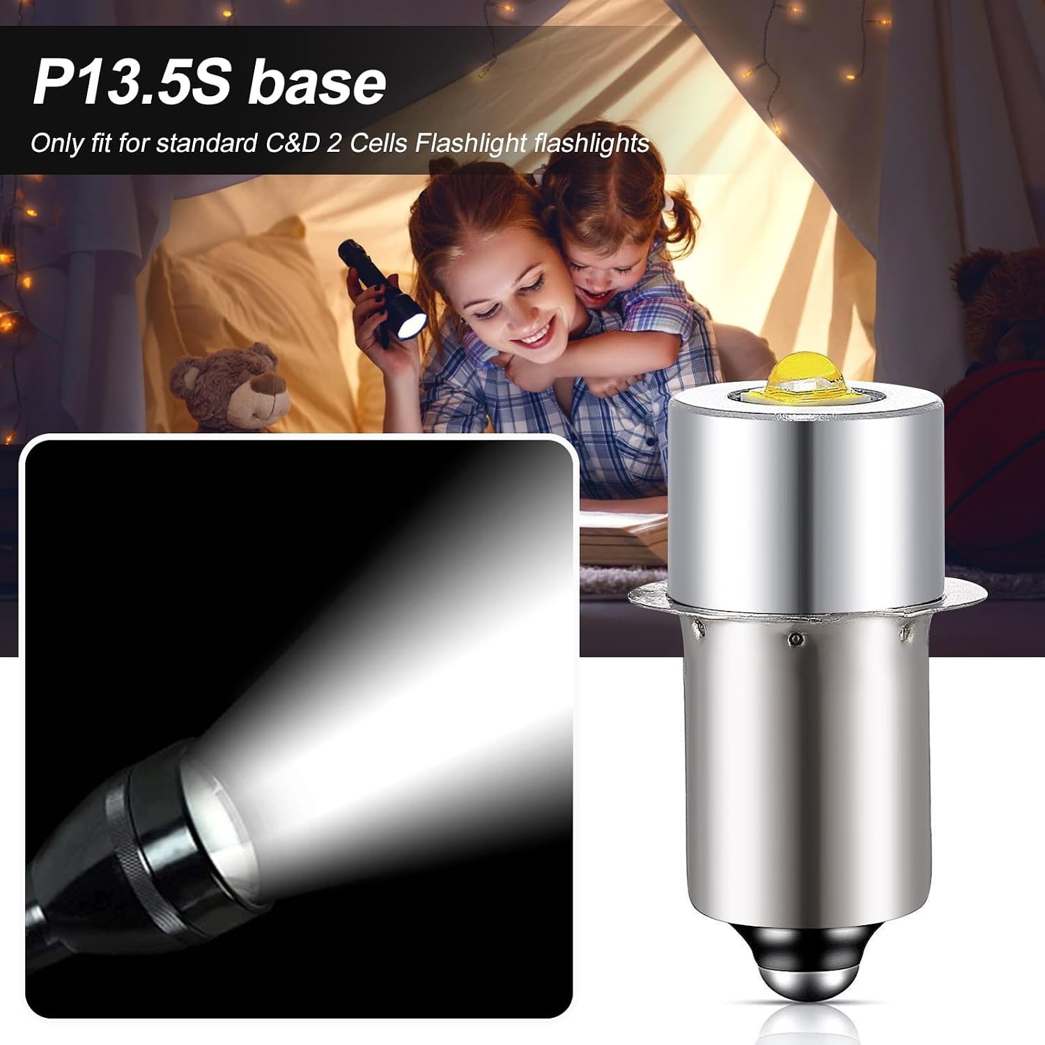 Maglite LED Bulbs DC 3V, Flashlight Replacement Bulbs for Only 2 Cells C&D Ma...