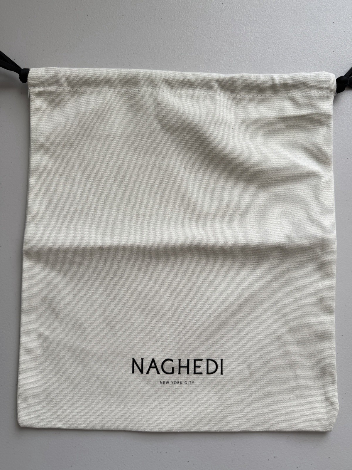 Authentic Naghedi New York City Drawstring Dust Bag Cream Canvas Storage Pouch