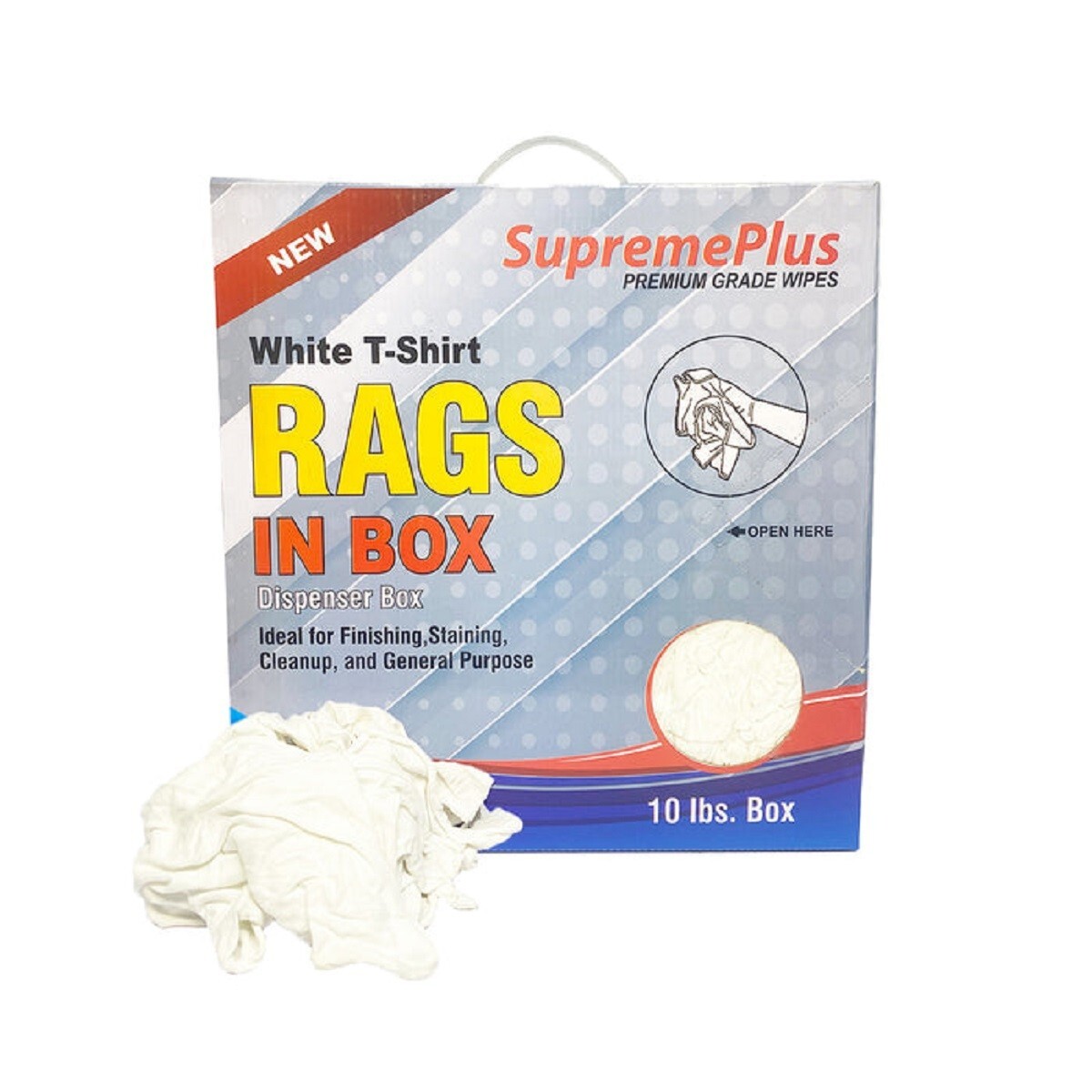 New White Knit T-Shirt Rags 10 lbs. Compressed Box Multipurpose Cleaning Cloths