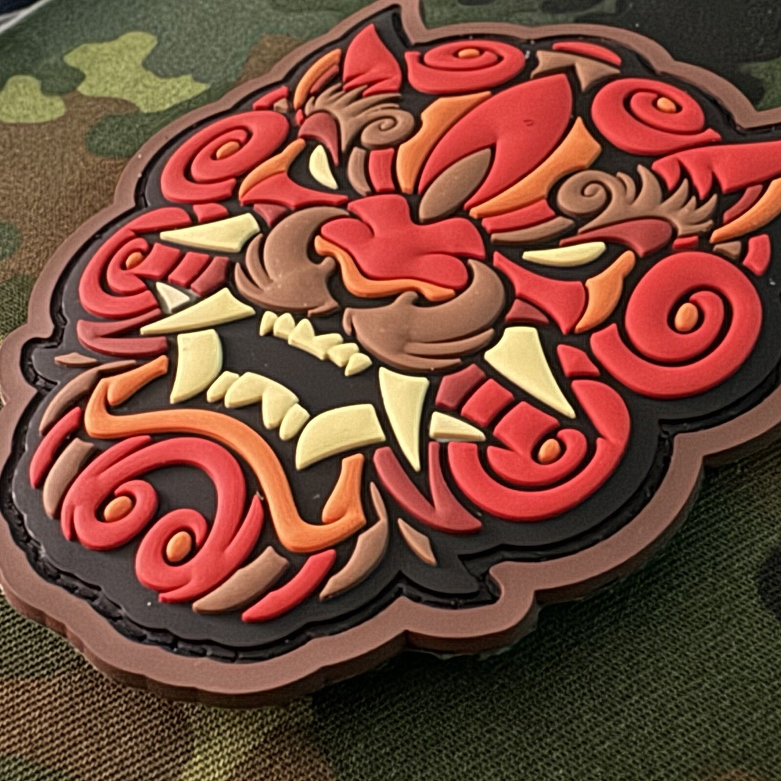 MIL-SPEC MONKEY FOO DOG HEAD v1 PVC Morale Patch w/Hook Back SHOT Show MSM RED