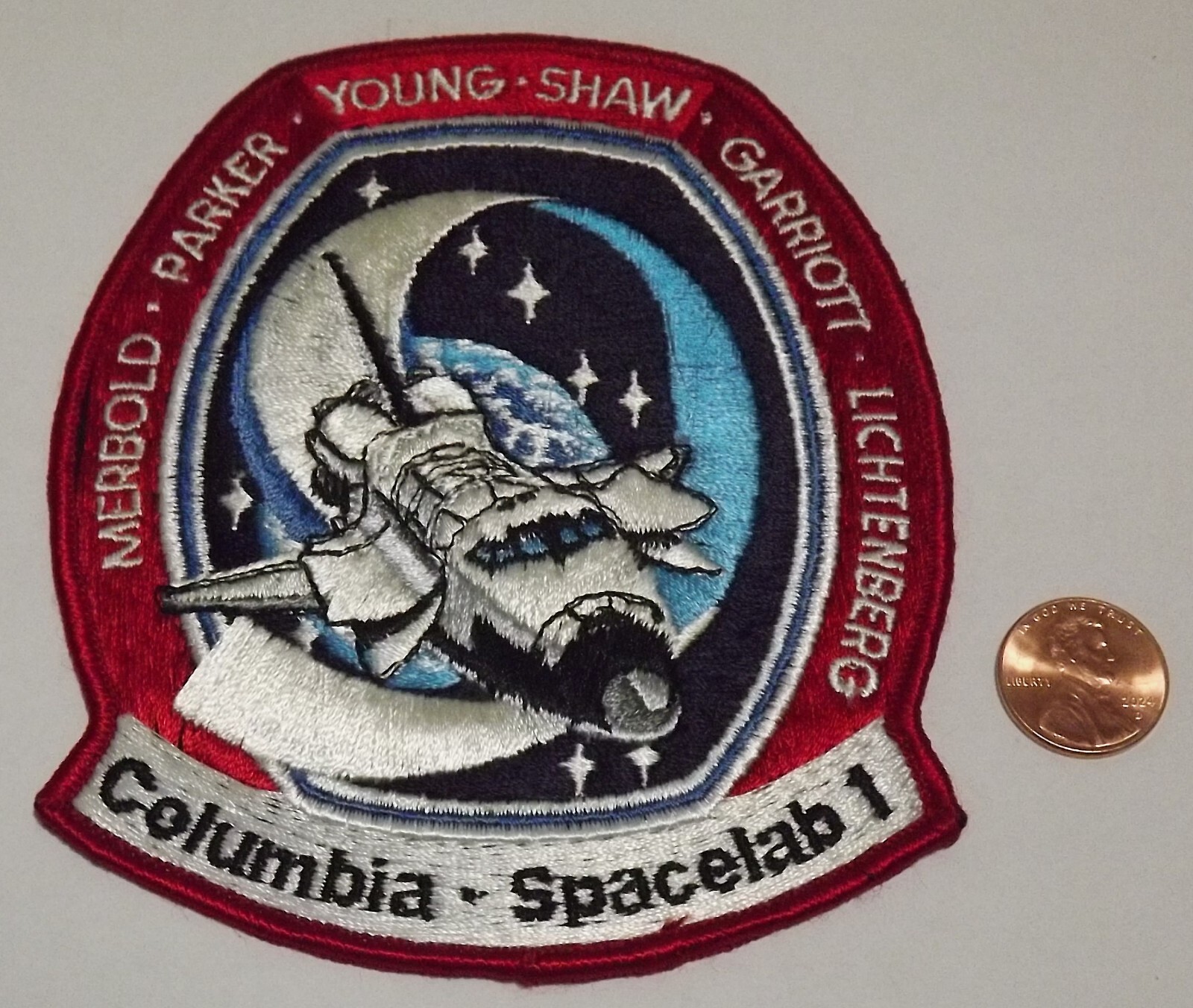 Patch - Space Shuttle Columbia - STS-9 - Spacelab 1 - 4." x 4.5" - Adhesive Back