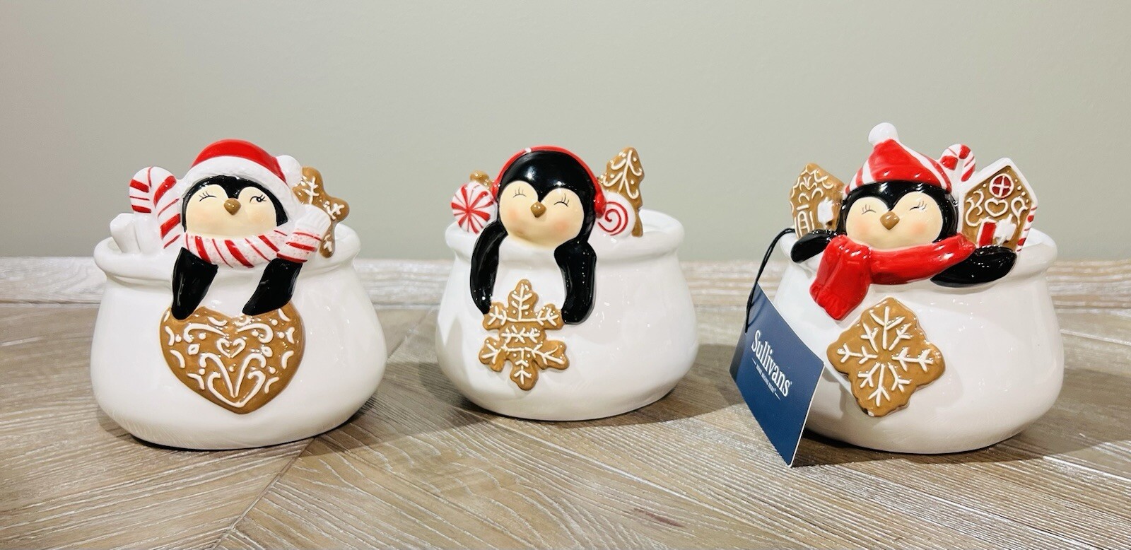 Sullivan Penguin Containers Set Of 3 5”~5”~5.75” New