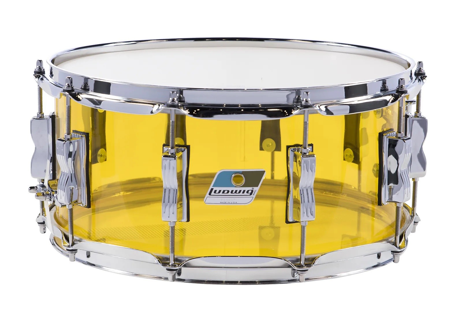 Ludwig Vistalite Yellow 6.5x14" Zep Bonham Bowtie Lug Snare Drum Acrylic Dealer