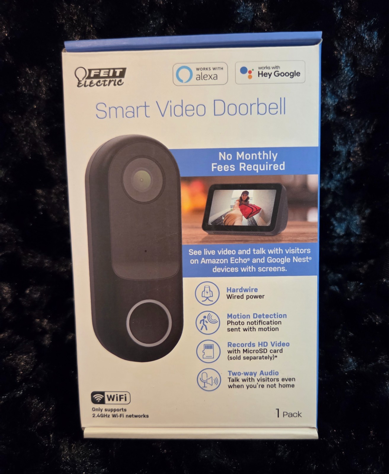 Feit Electric Smart Video Doorbell (Black) Hardwire New in box