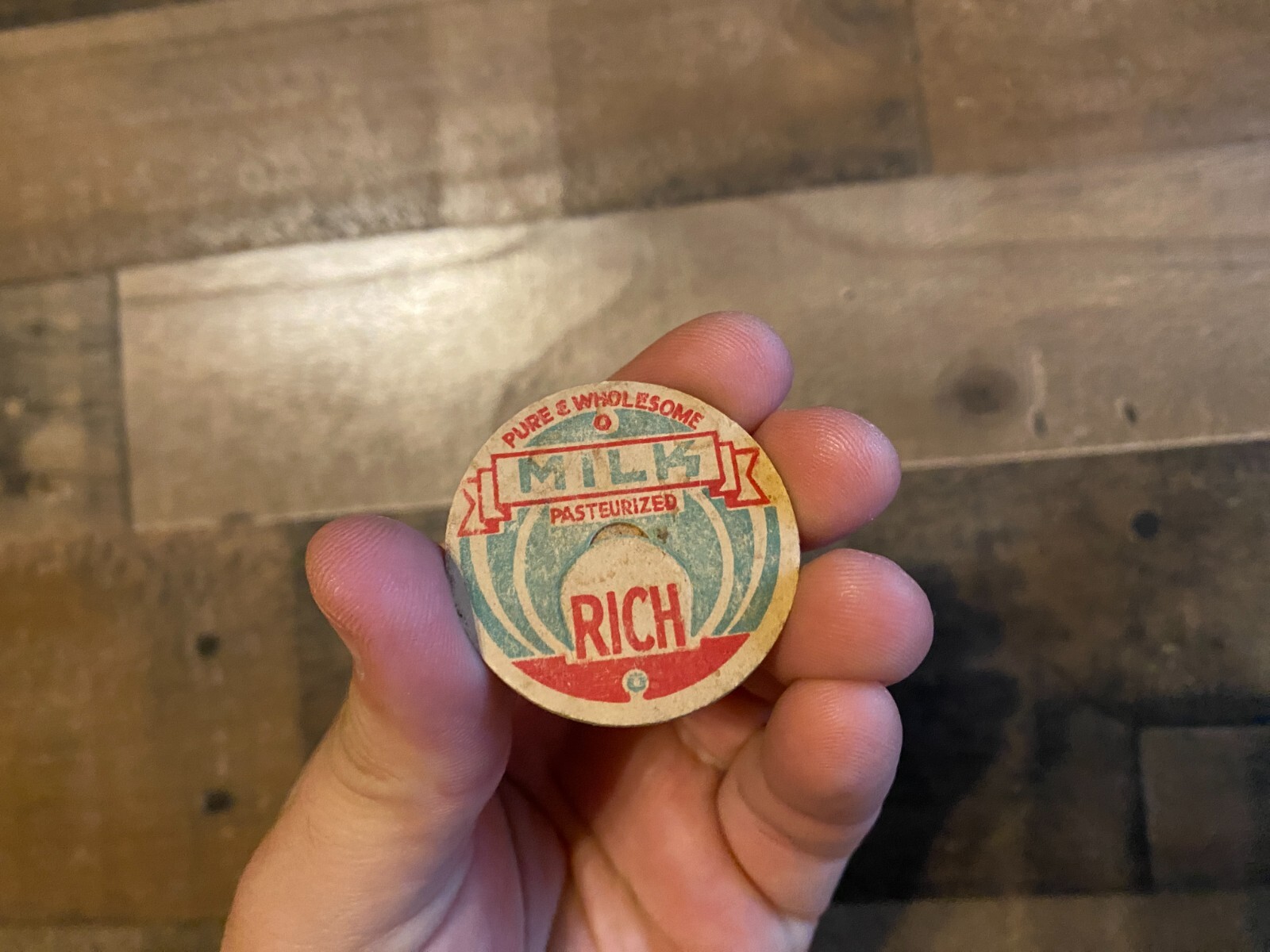 Rich Milk Cardboard Token VTG Pure & Wholesome Pasteurized Drink Ticket Pog