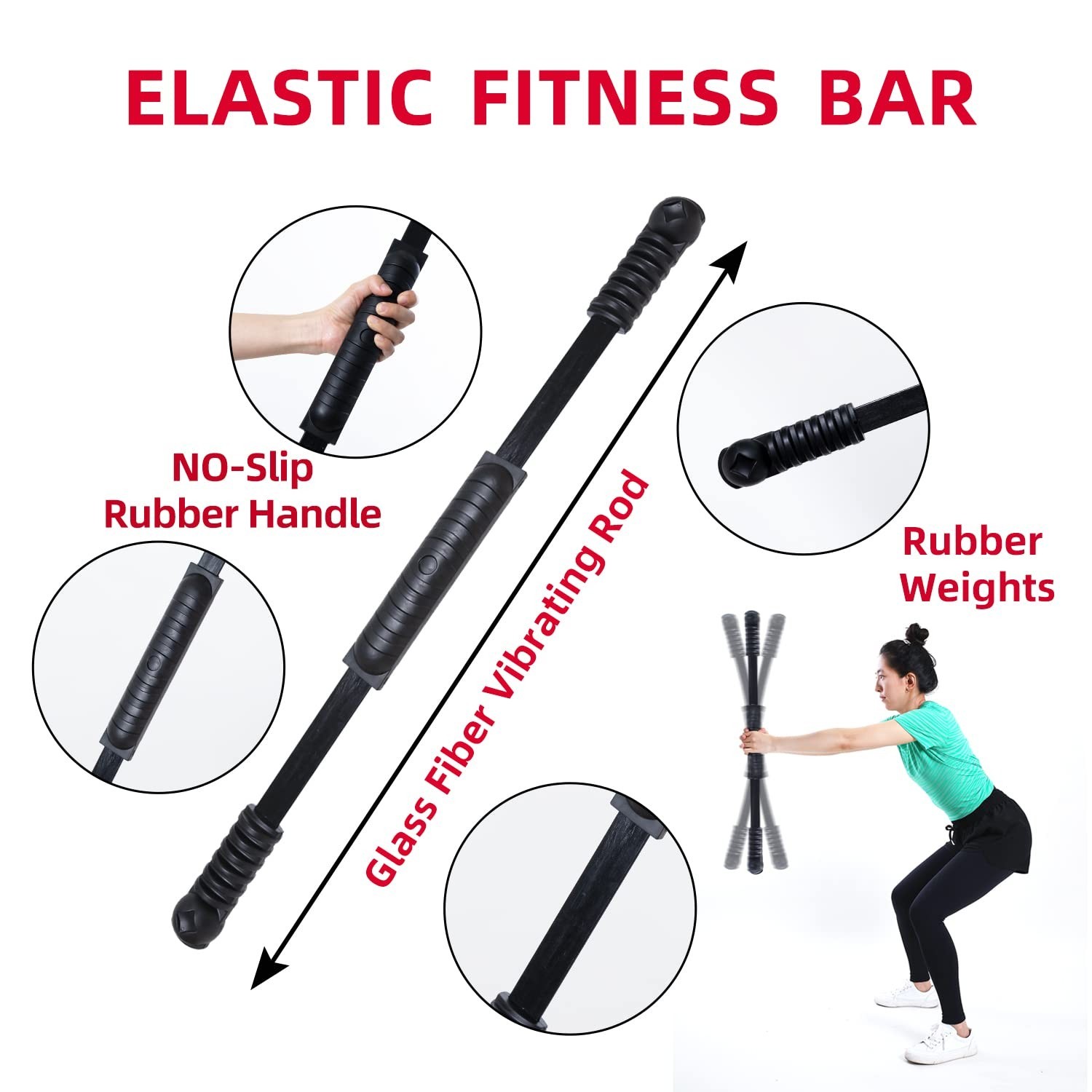 Elastic Fitness Stick Elastic Bar Body Exercise Bar Muscle Training for Exerc...
