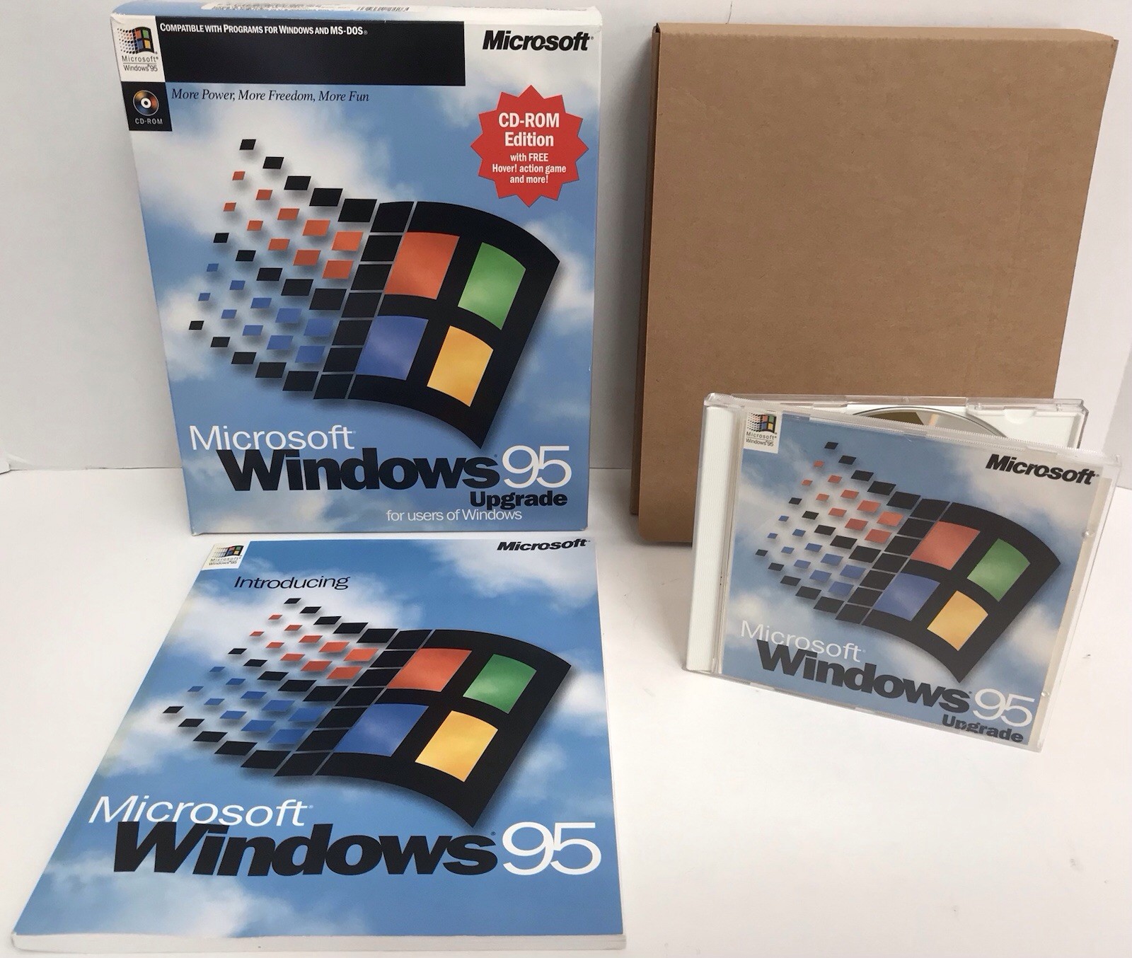 Microsoft Windows 95 Upgrade Big Box Software with CD-ROM, Product Key, Manual
