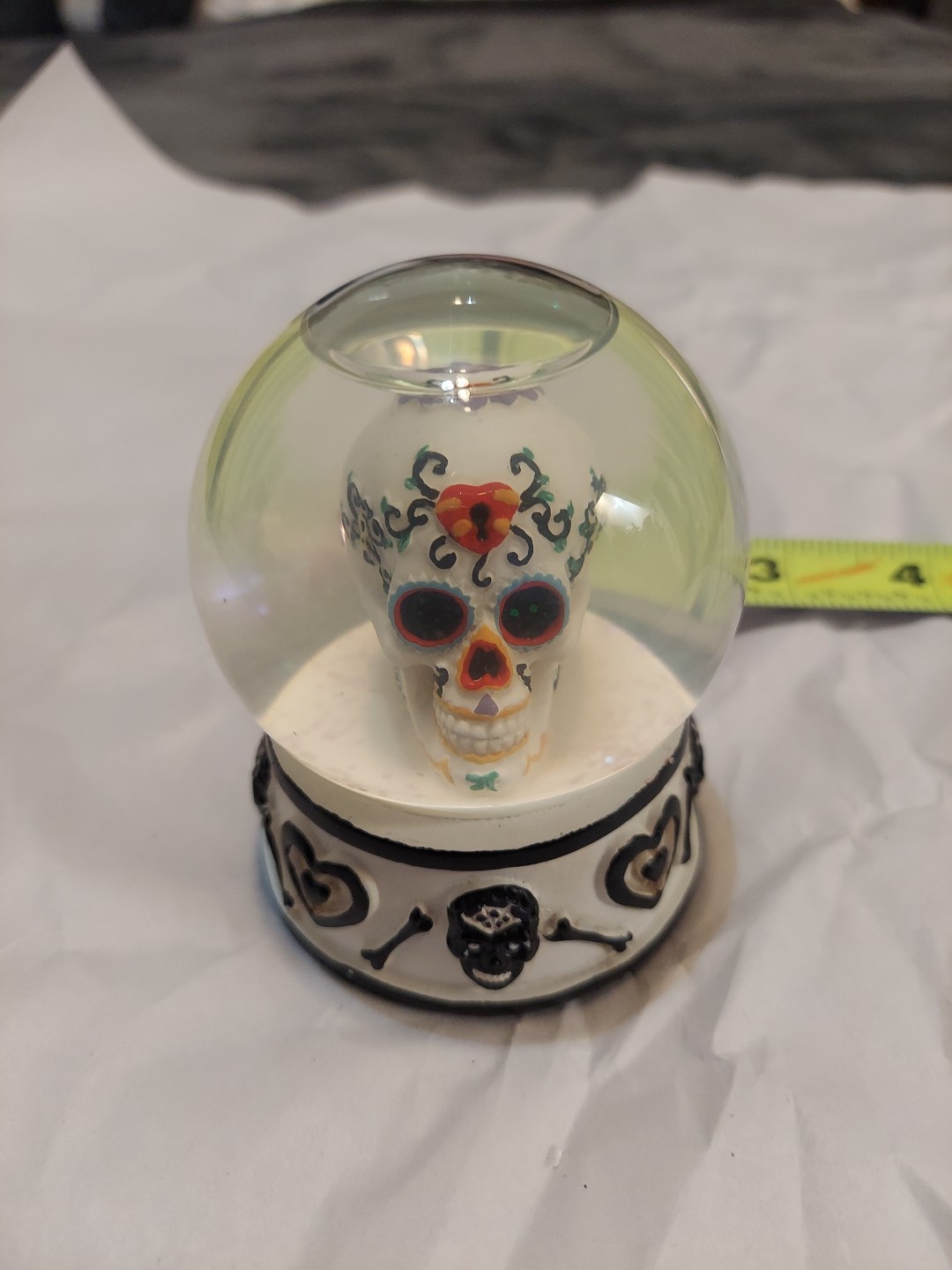 Pacific Giftware Day of The Dead Sugar Skull Head Water Globe 80mm