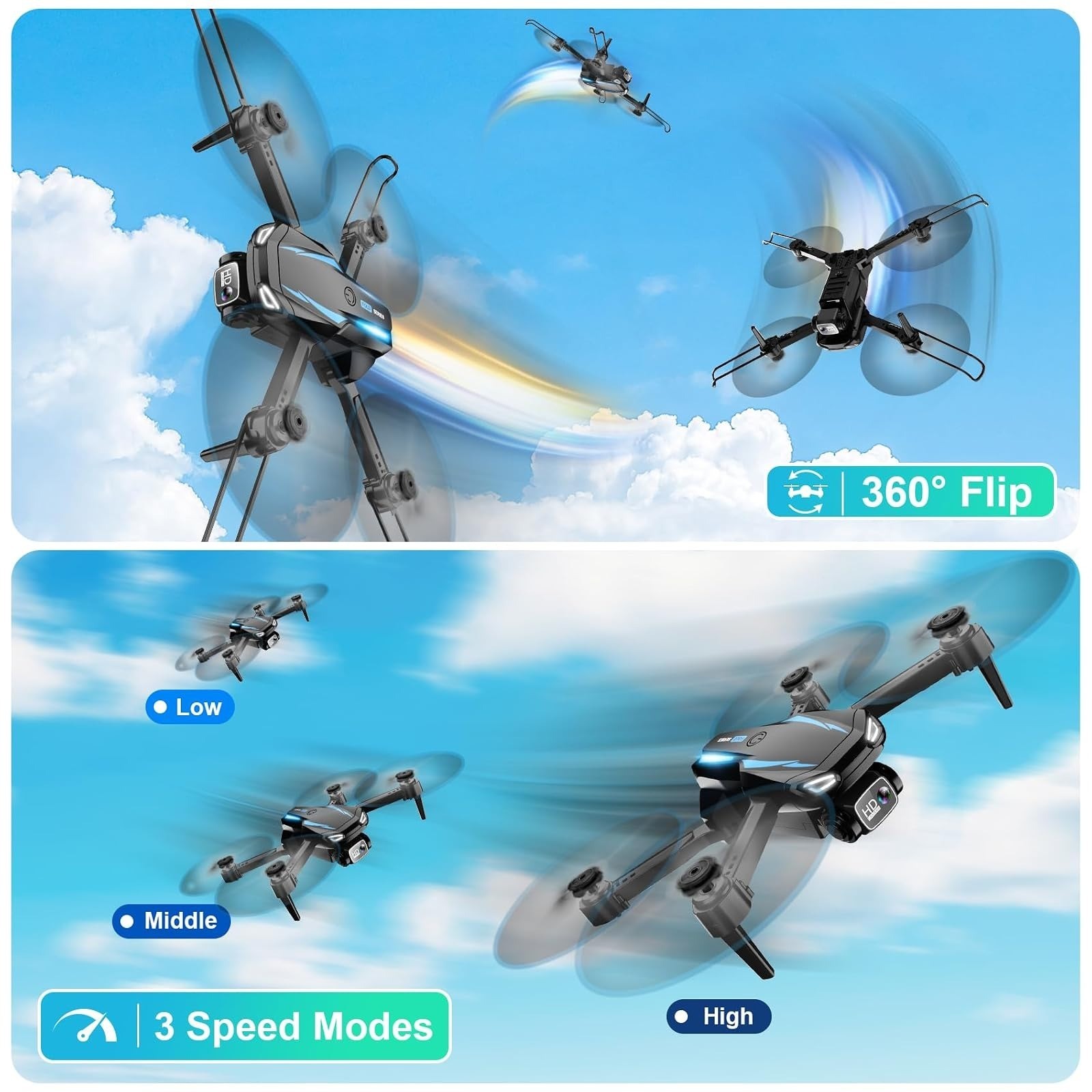 Dazlen Foldable Quadcopter Drone with 1080P Camera for Beginners
