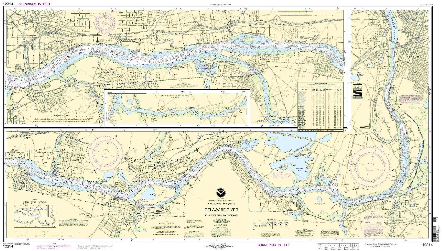 NOAA Chart 12314 Delaware River Philadelphia to Trenton 33rd Edition Nautical