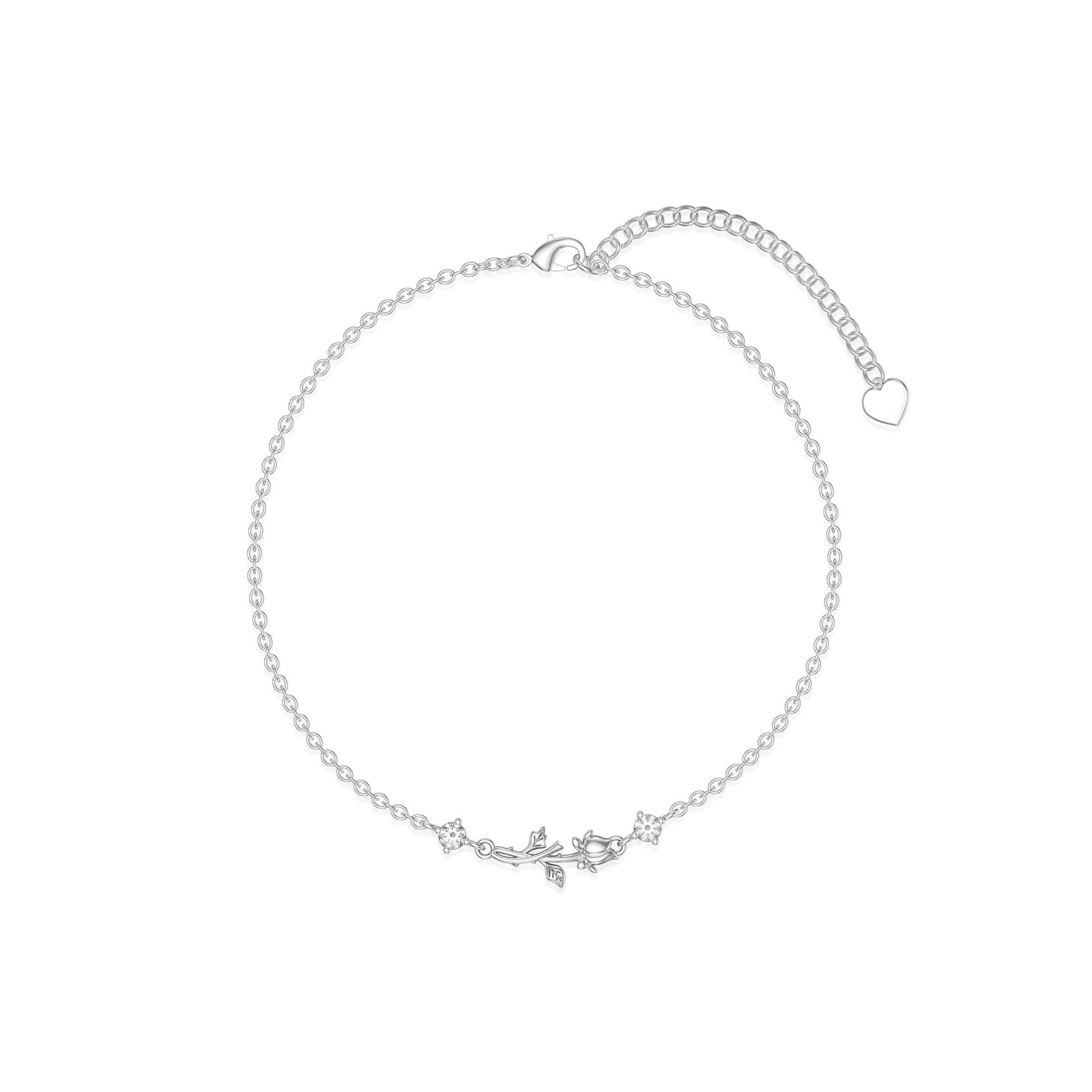 Diamond Rose Flower Bracelets for Women 925 Sterling Silver Rose Flower Brace...