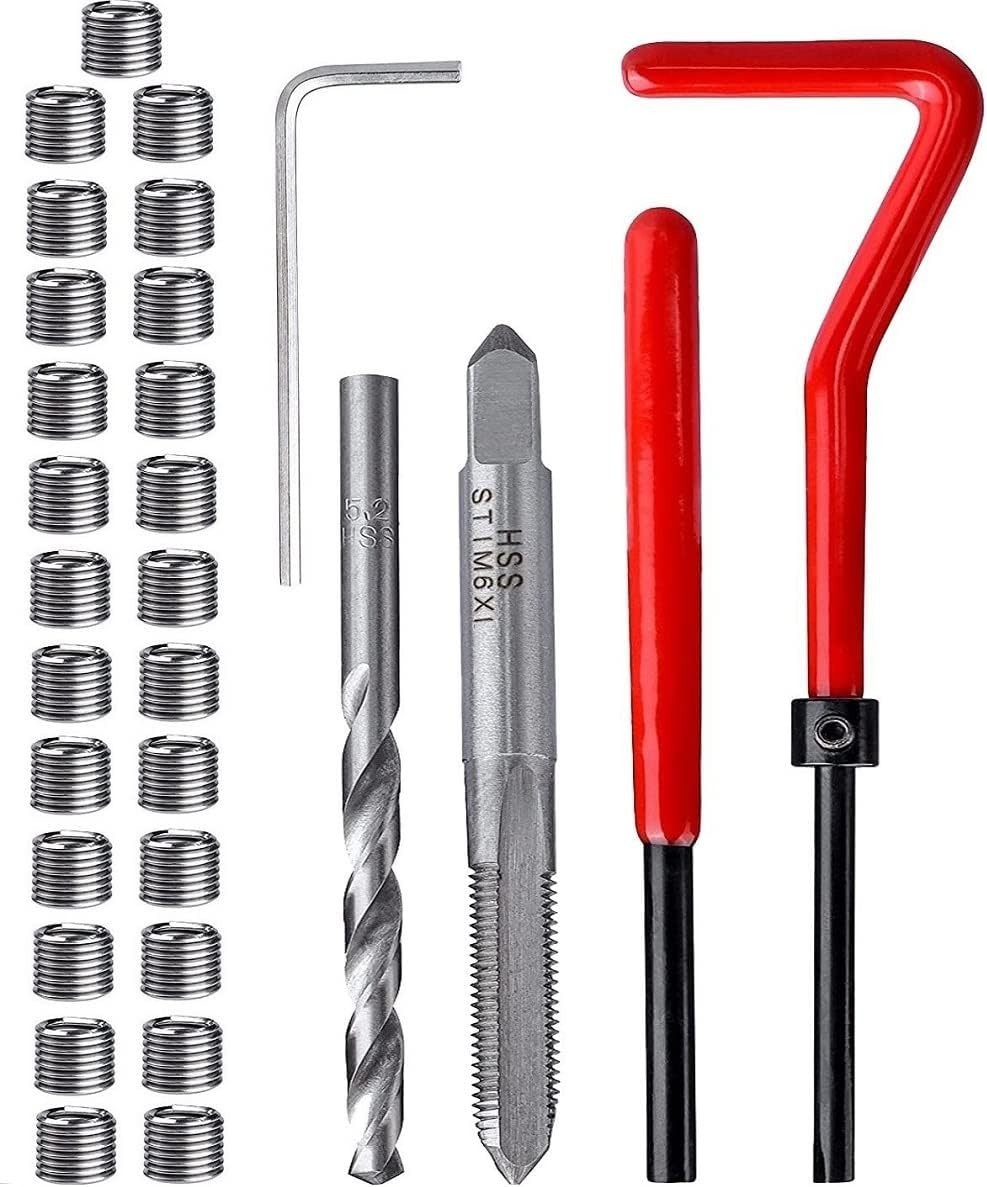 30 Piece M6 x 1.0mm Thread Repair Kit, HSS Drill Helicoil Kit