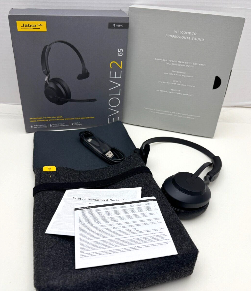 Jabra Evolve2 65 USB-C UC Mono On Ear Link390C Wireless Headset Black 2659988989