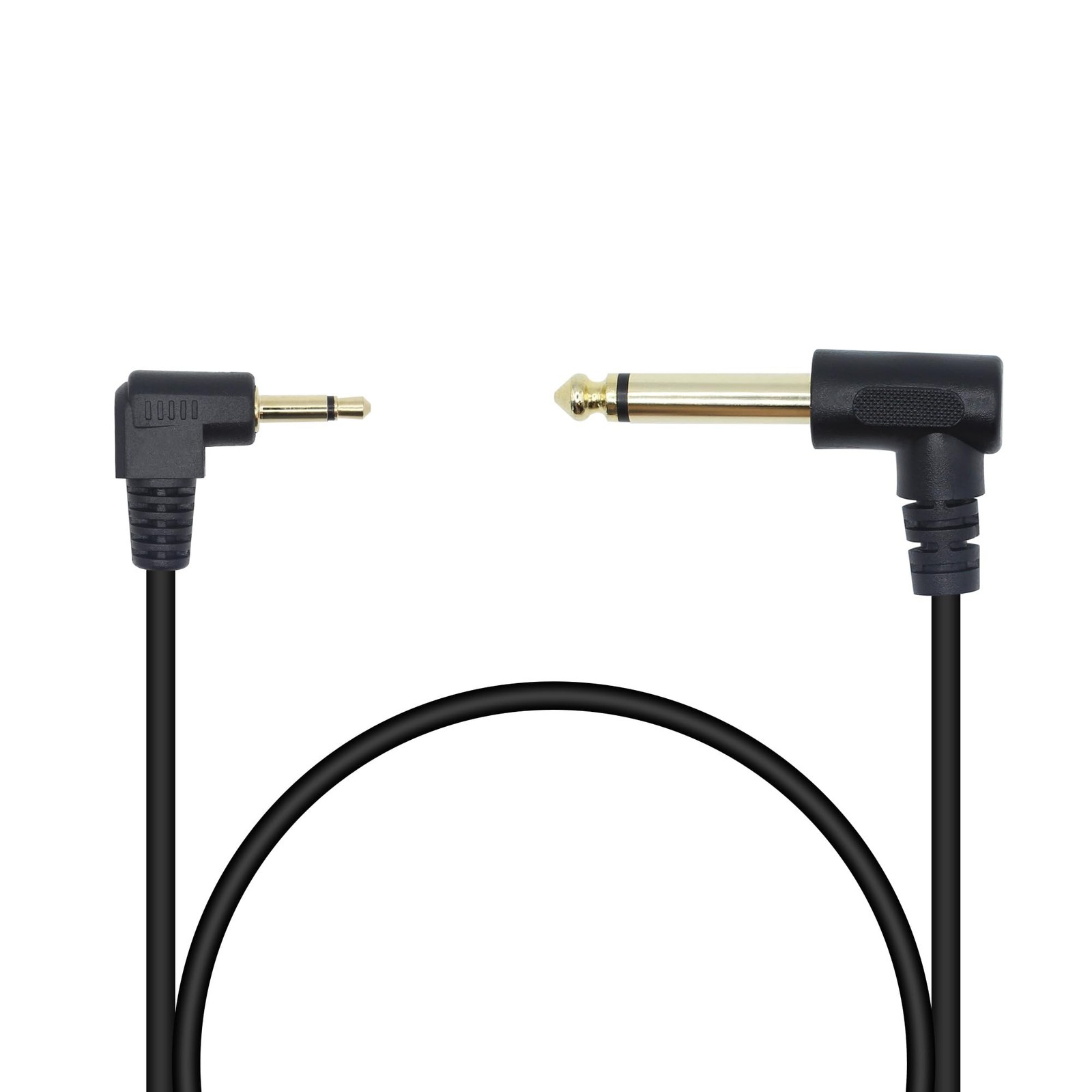 90 Degree 1/8 TS to 1/4 TS Cable, Right Angle 3.5mm Mono Male to 1/4 Mono Mal...