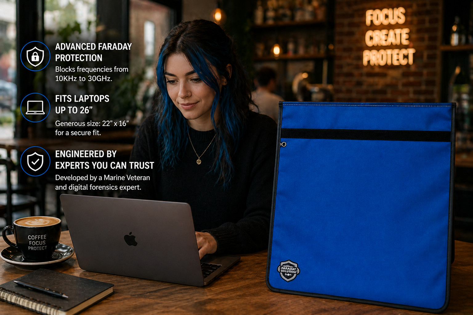 Large Laptop Faraday Bag 22"x16" – Signal Blocking Case - Blue - US Vet Shoppe
